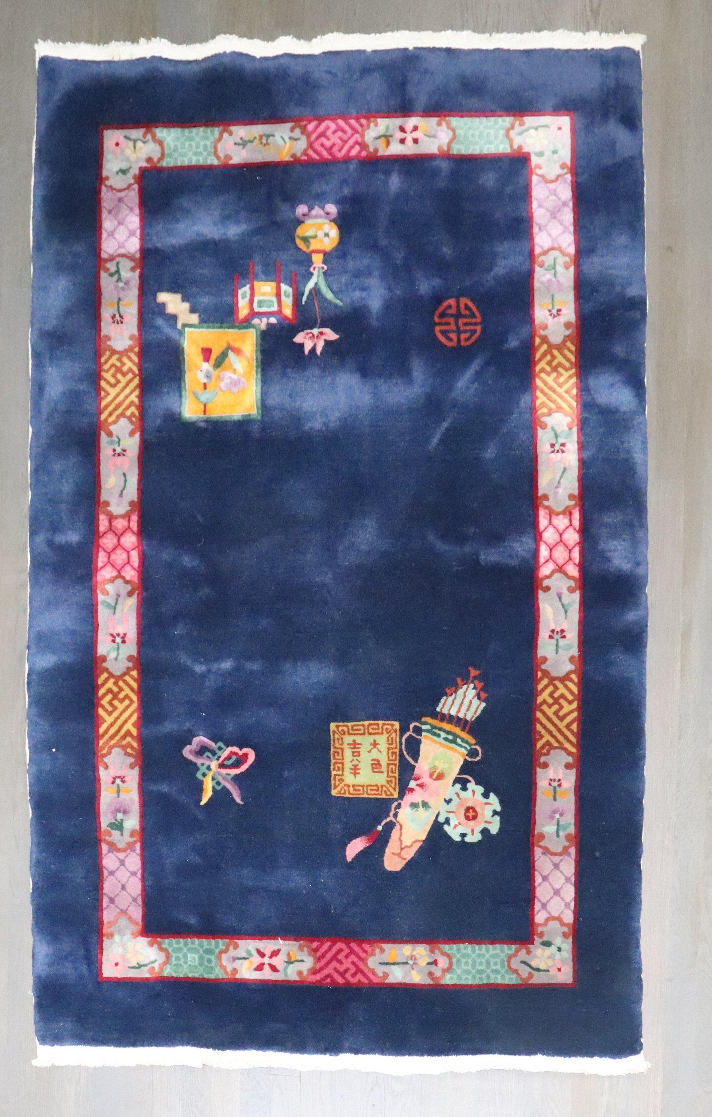 Zabihi Collection Sal, tapis d'accent chinois Art déco Life of Prosperity en vente 2