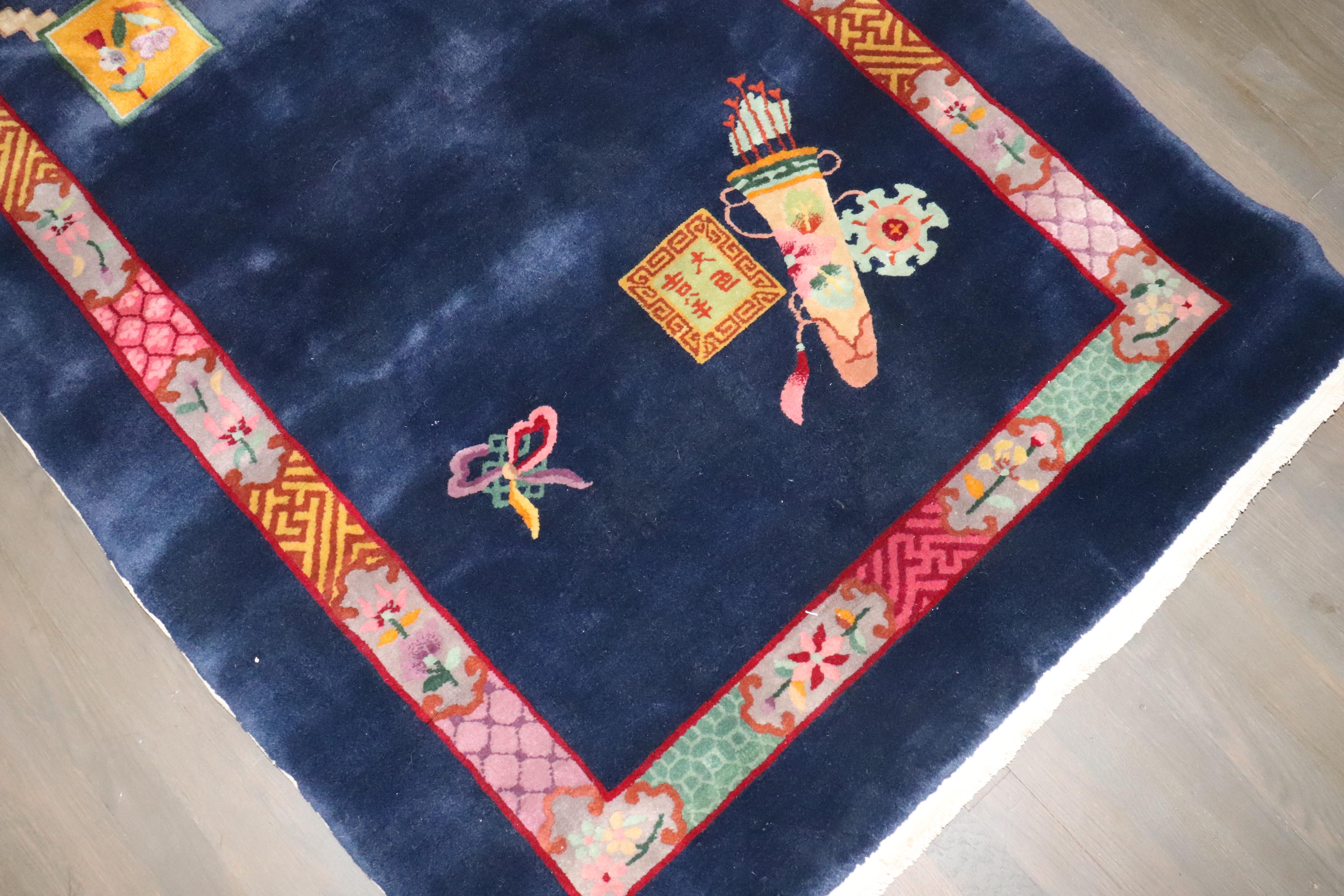 Chinois Zabihi Collection Sal, tapis d'accent chinois Art déco Life of Prosperity en vente