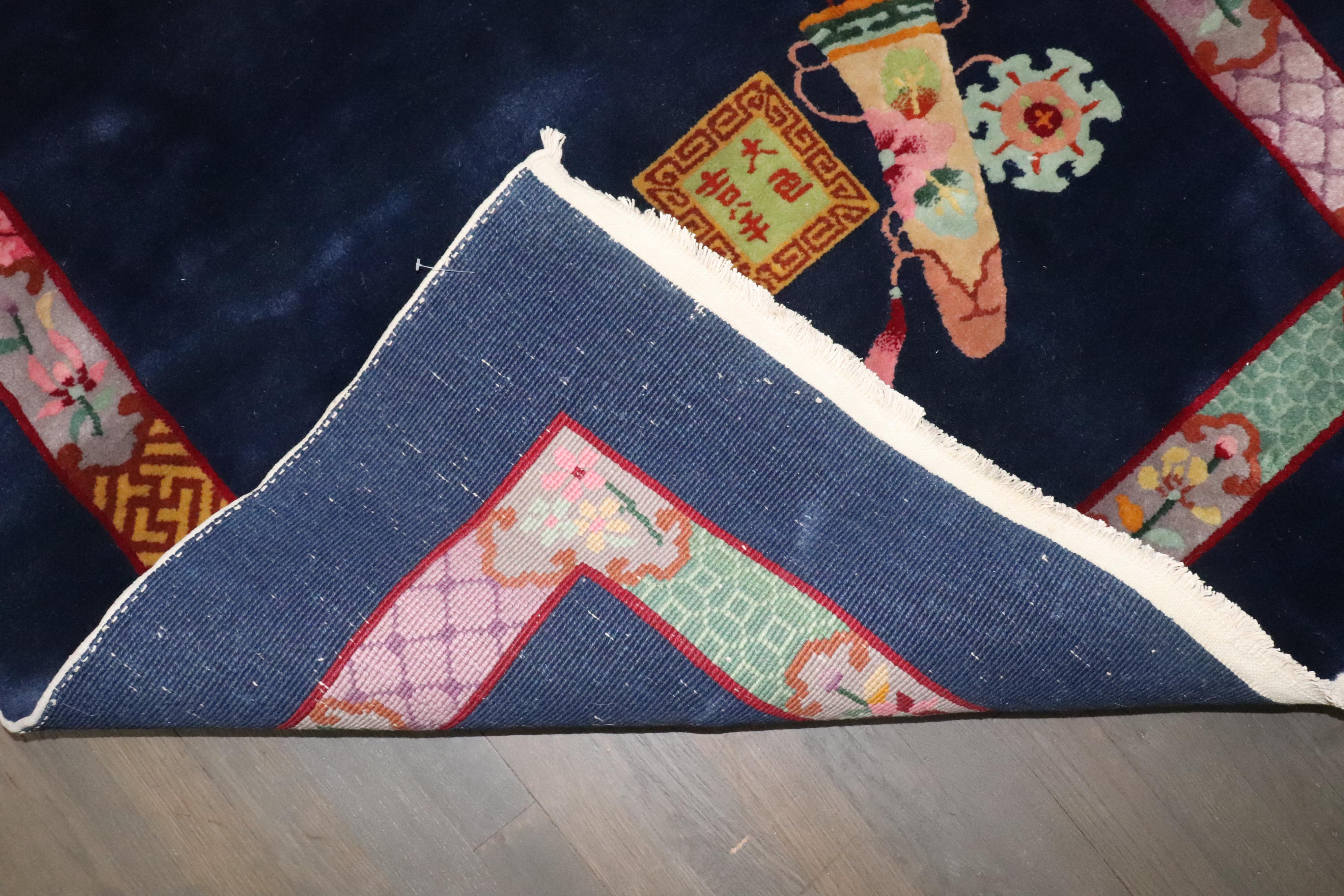 Noué à la main Zabihi Collection Sal, tapis d'accent chinois Art déco Life of Prosperity en vente