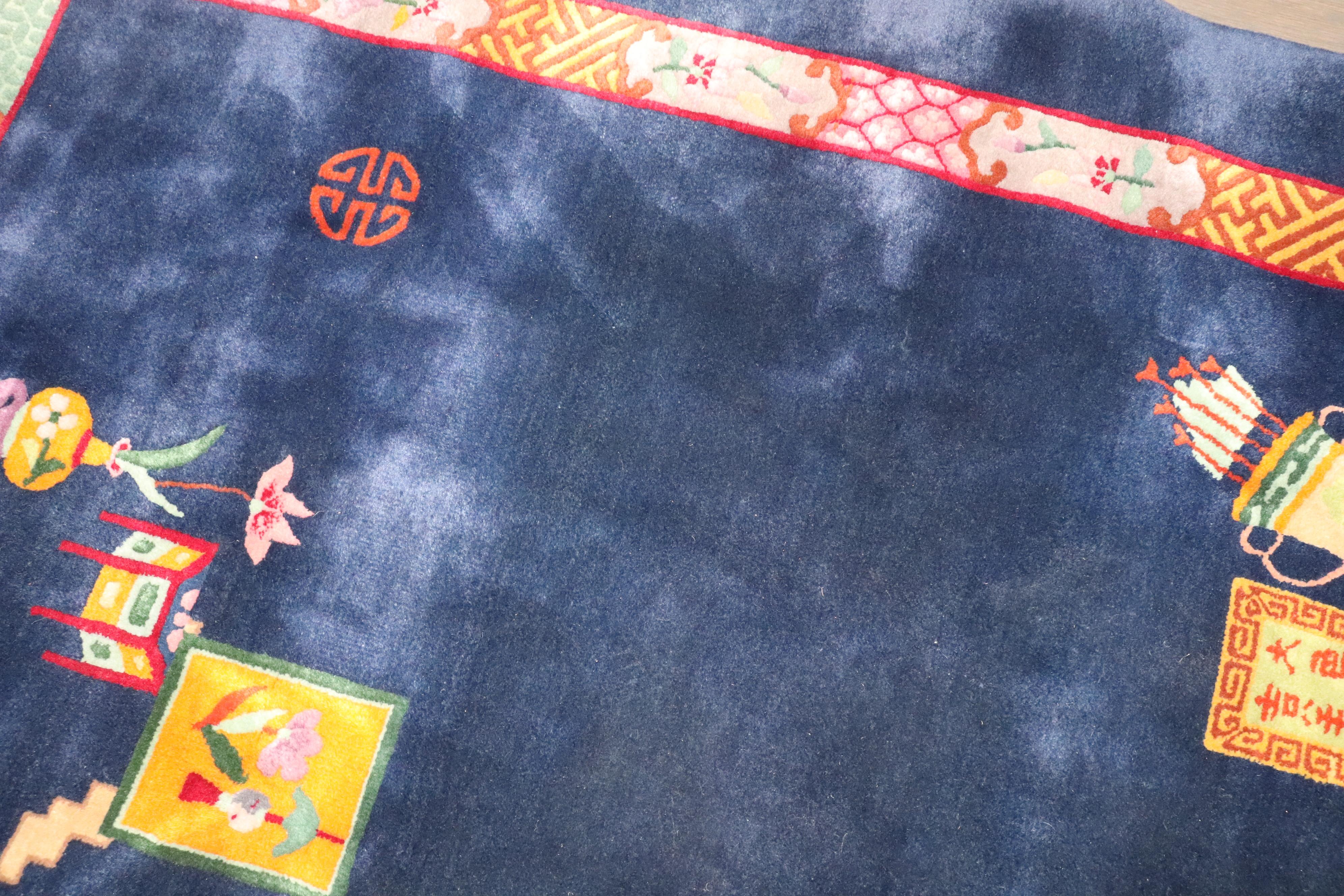 Zabihi Collection Sal, tapis d'accent chinois Art déco Life of Prosperity en vente 1