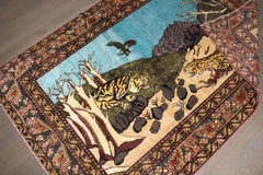 Zabihi Collection Afghan Cheetah Pictorial Cotton Silk Rug