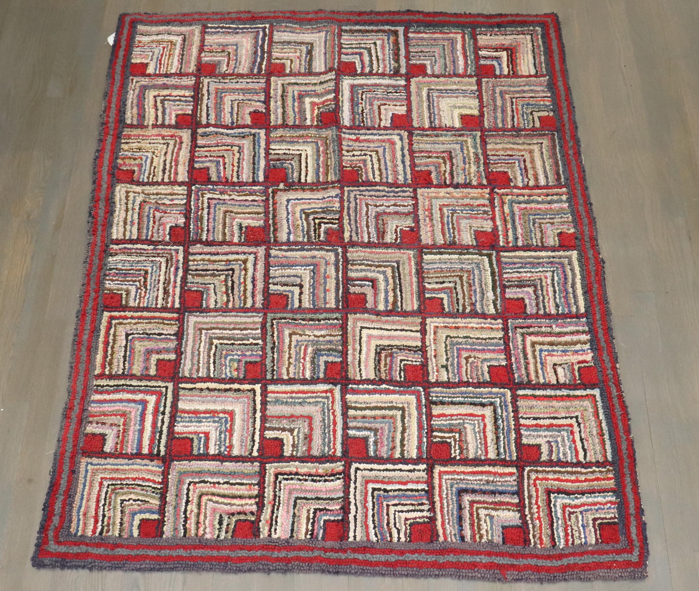 Country Zabihi Collection American Hooked Accent Rug For Sale
