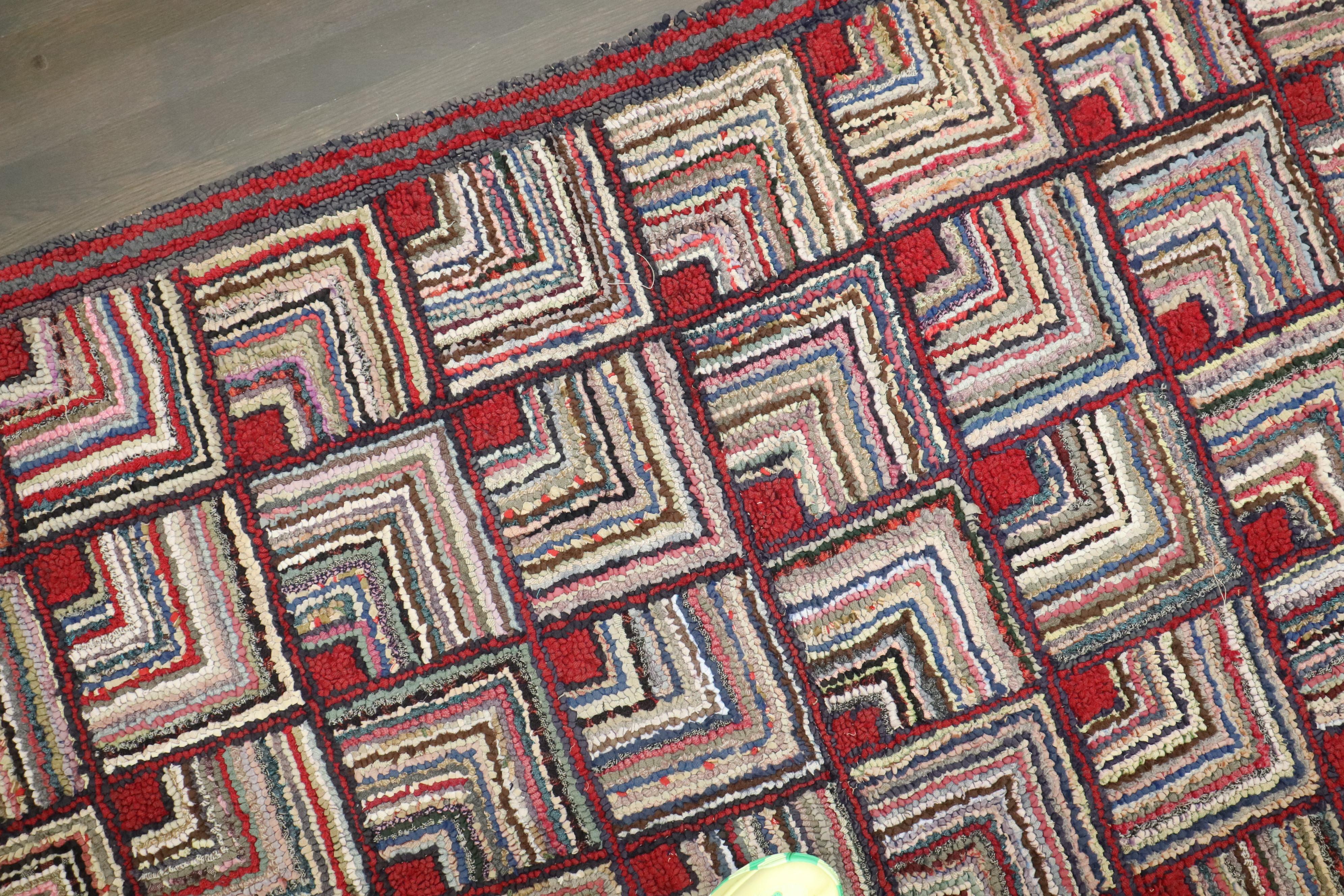Hand-Knotted Zabihi Collection American Hooked Accent Rug For Sale