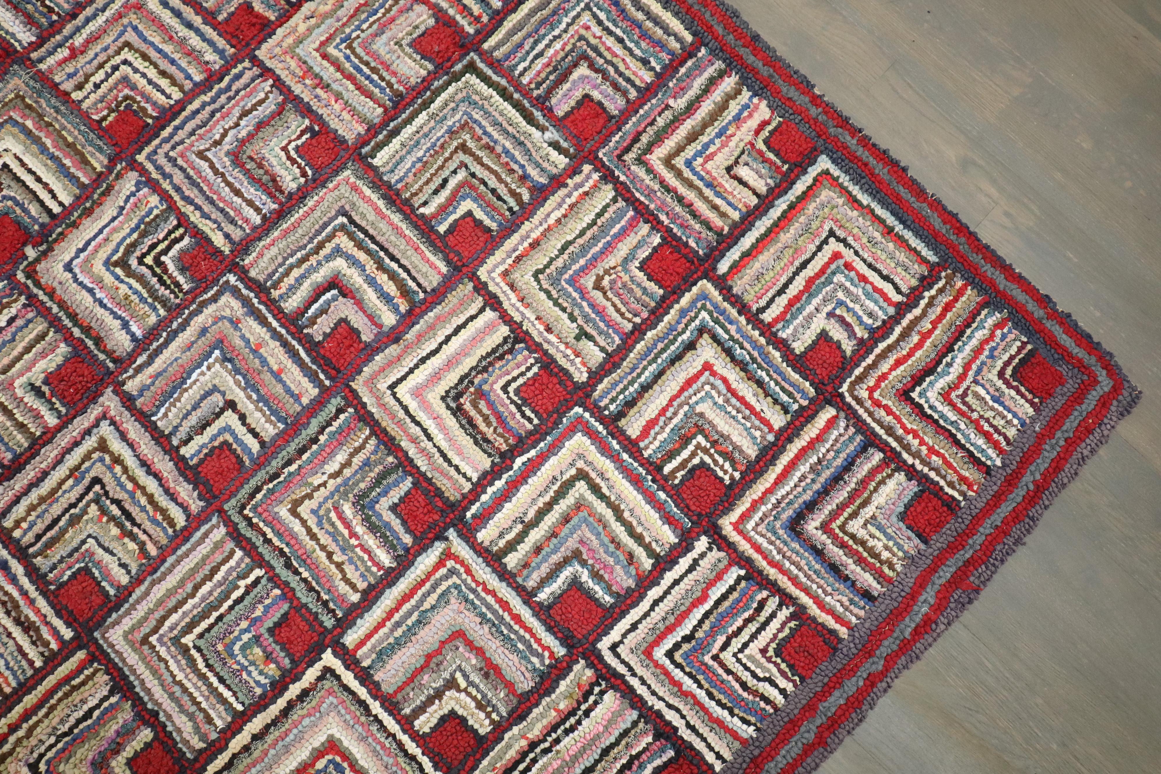 Jute Zabihi Collection American Hooked Accent Rug For Sale