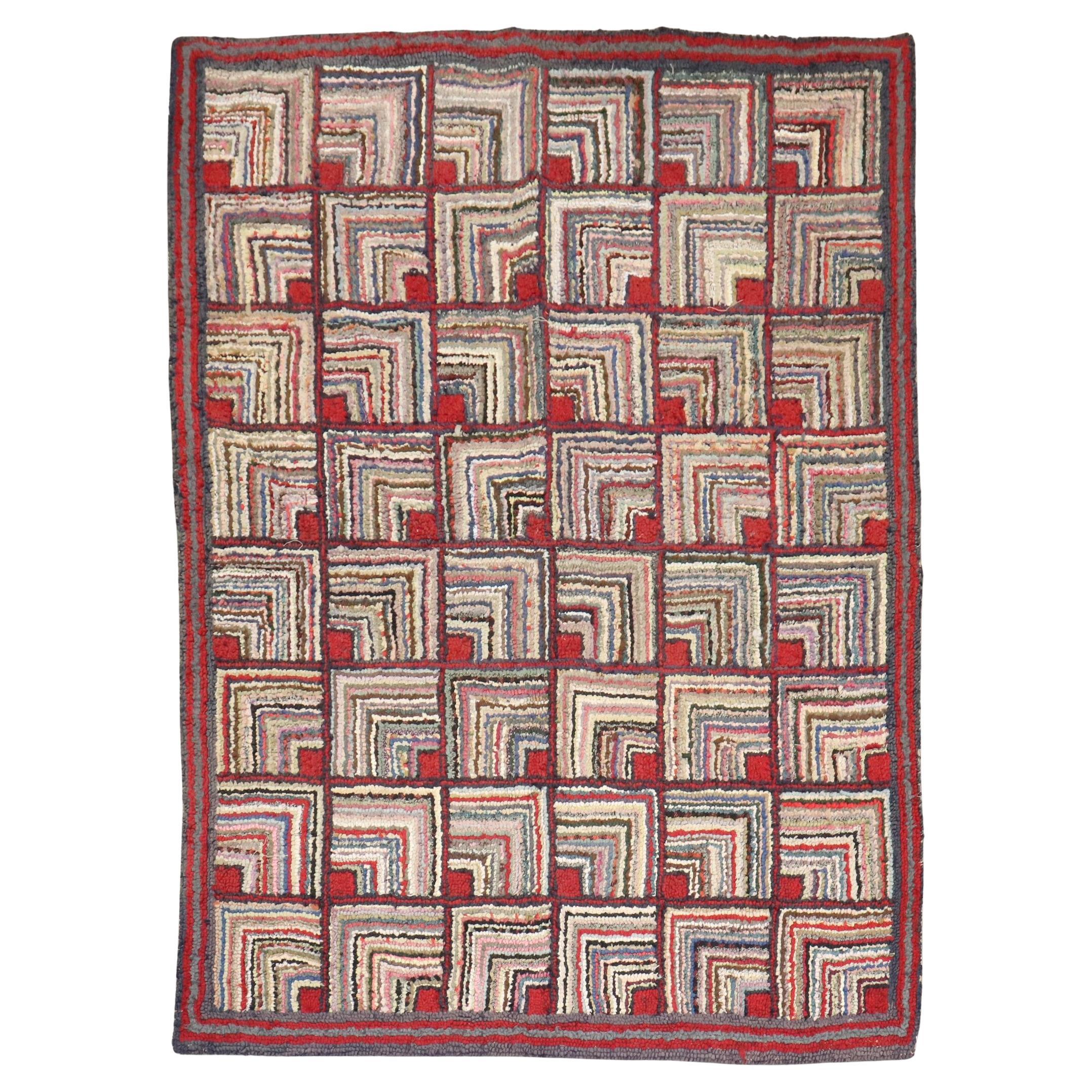 Zabihi Collection American Hooked Accent Rug For Sale