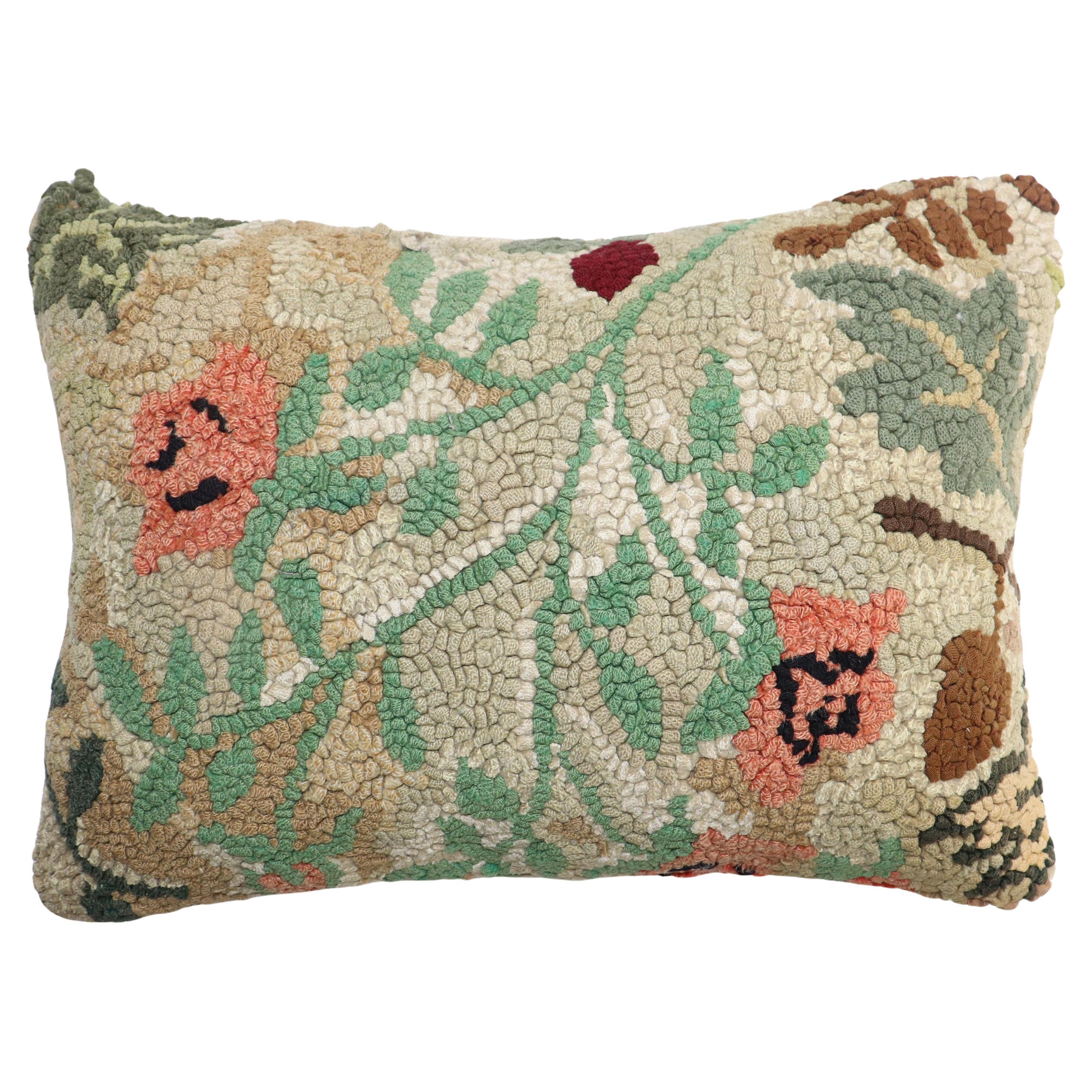 Zabihi Collection American Hooked Floral Rug Pillow