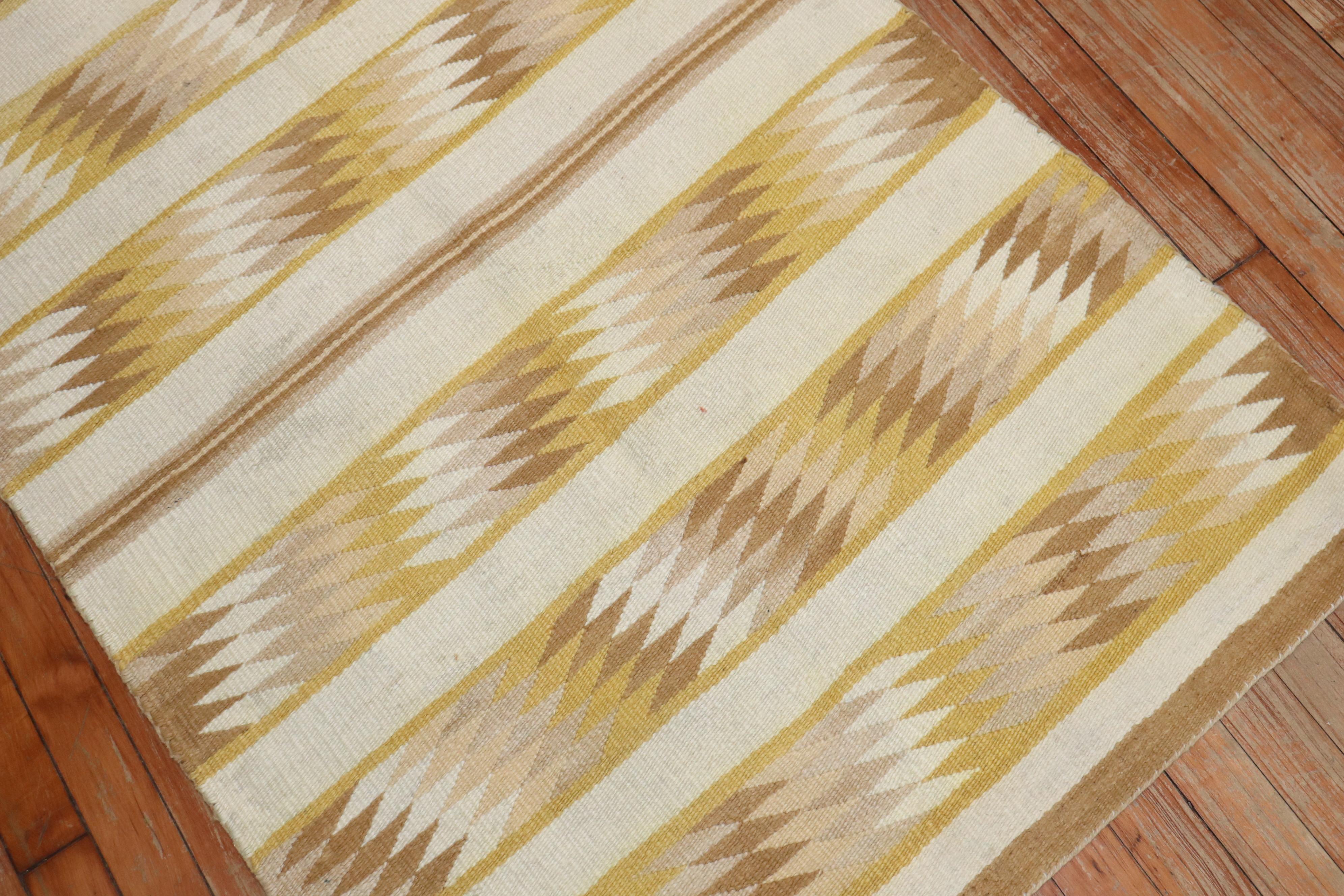 Zabihi Collection American Navajo Ivory Yellow Tribal Rug In Good Condition For Sale In New York, NY
