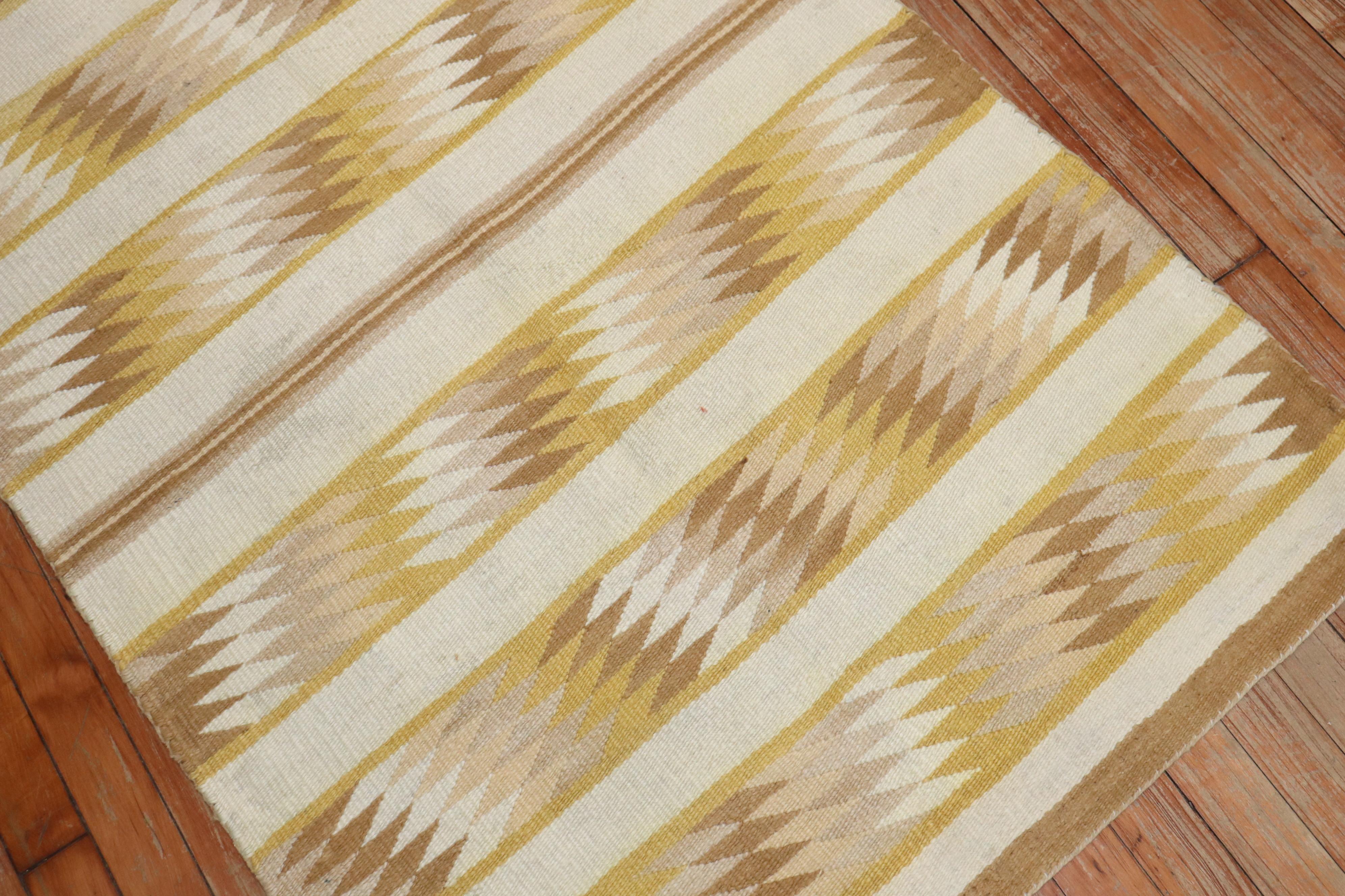 Colección Zabihi Alfombra Tribal Americana Navajo Amarillo Marfil Tejido a mano en venta