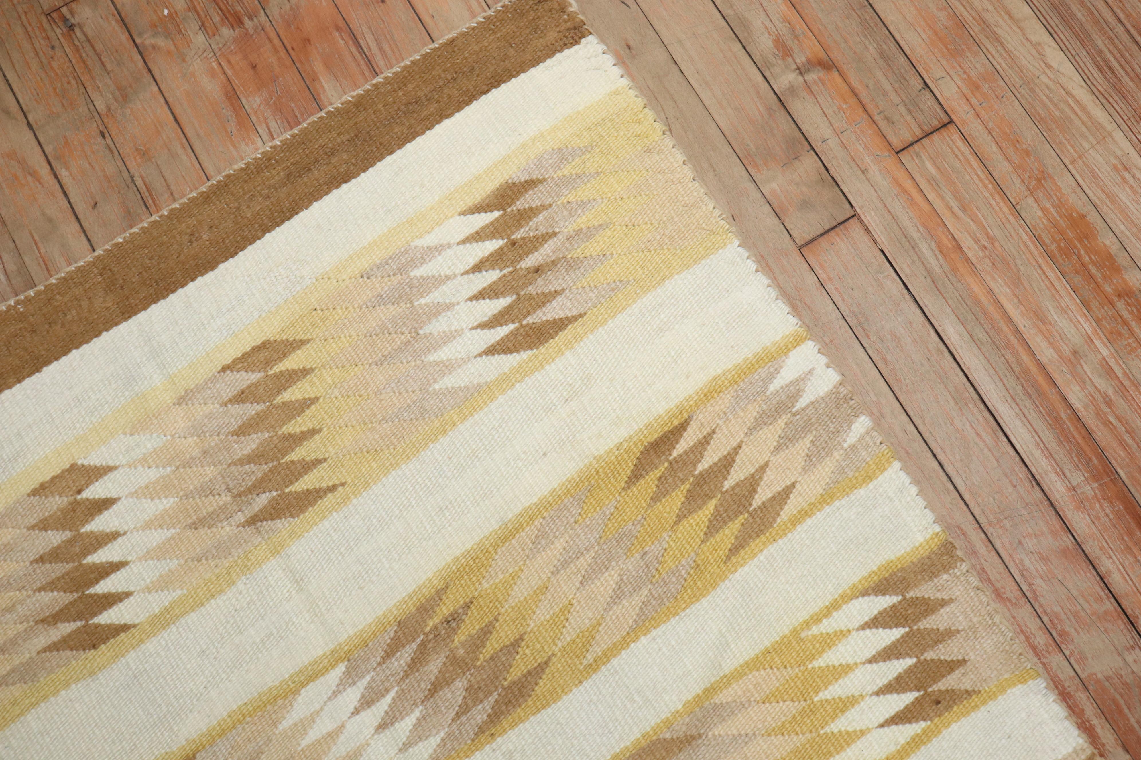 Zabihi Collection American Navajo Ivory Yellow Tribal Rug For Sale 1