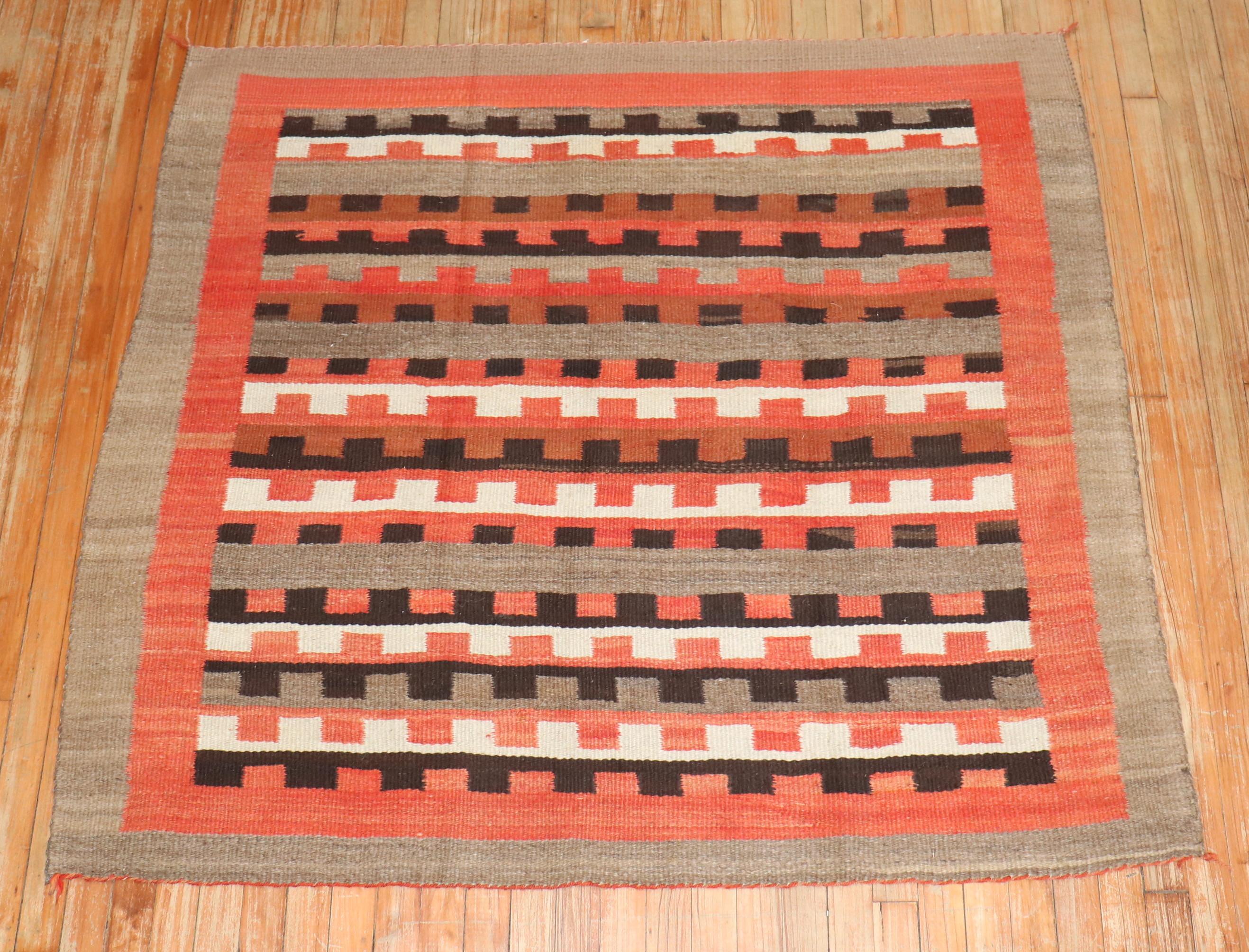Zabihi Collection American Navajo Square Tribal Rug For Sale 3