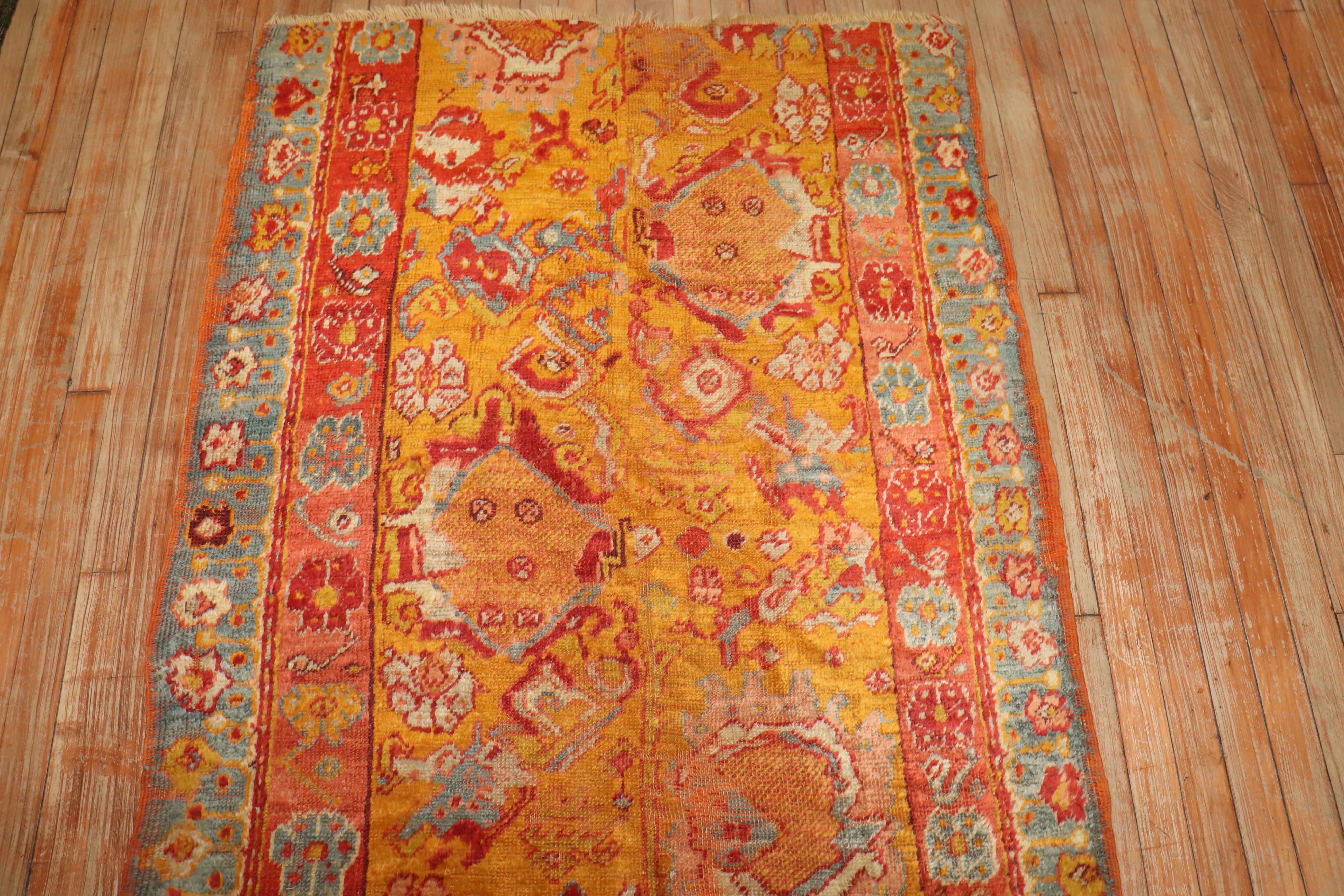 Zabihi Collection Angora Oushak Fragment Rug In Good Condition For Sale In New York, NY