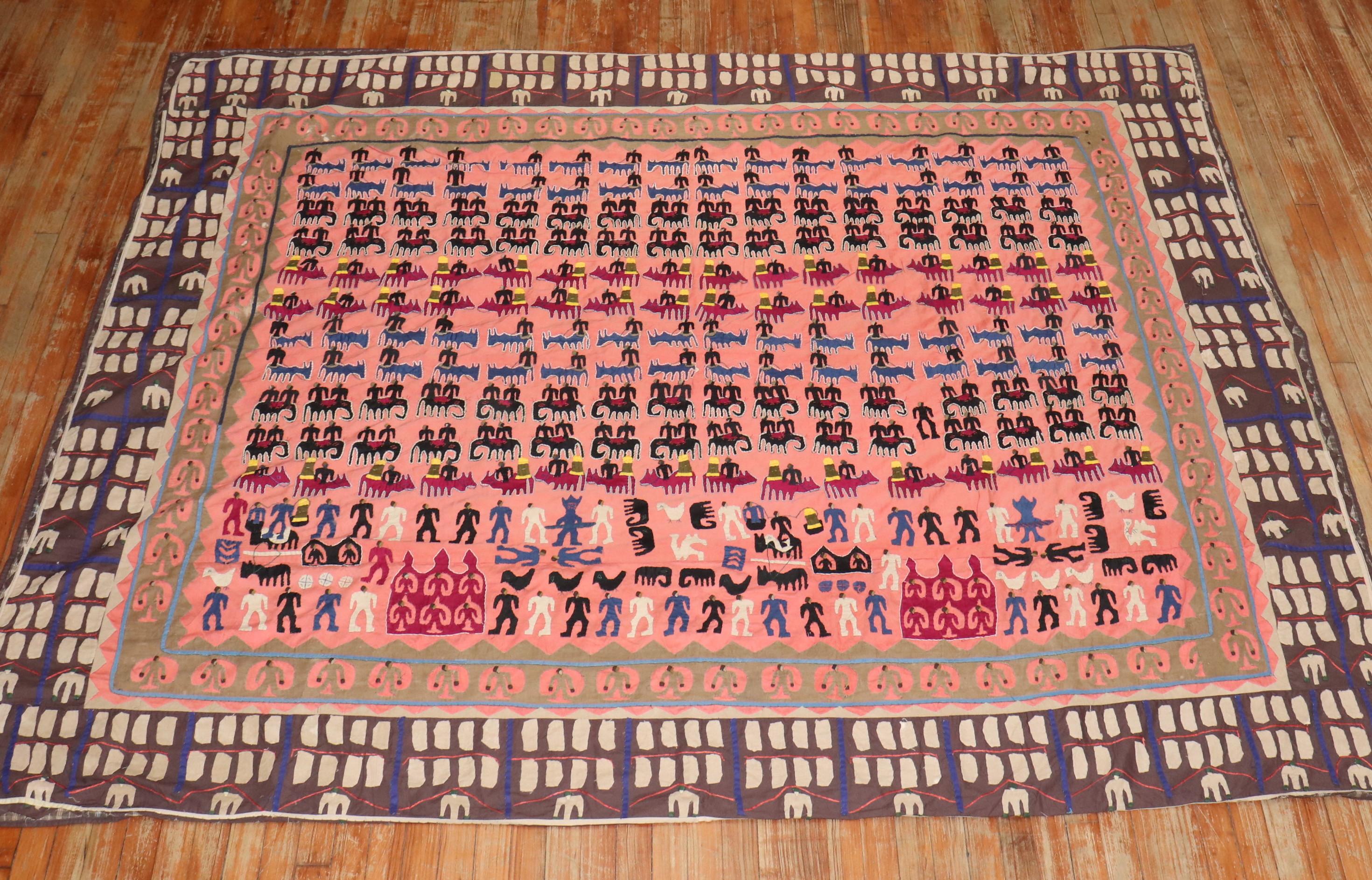 Forêt-Noire Zabihi Collection - broderie textile graphique - Animaux - Hommes en vente