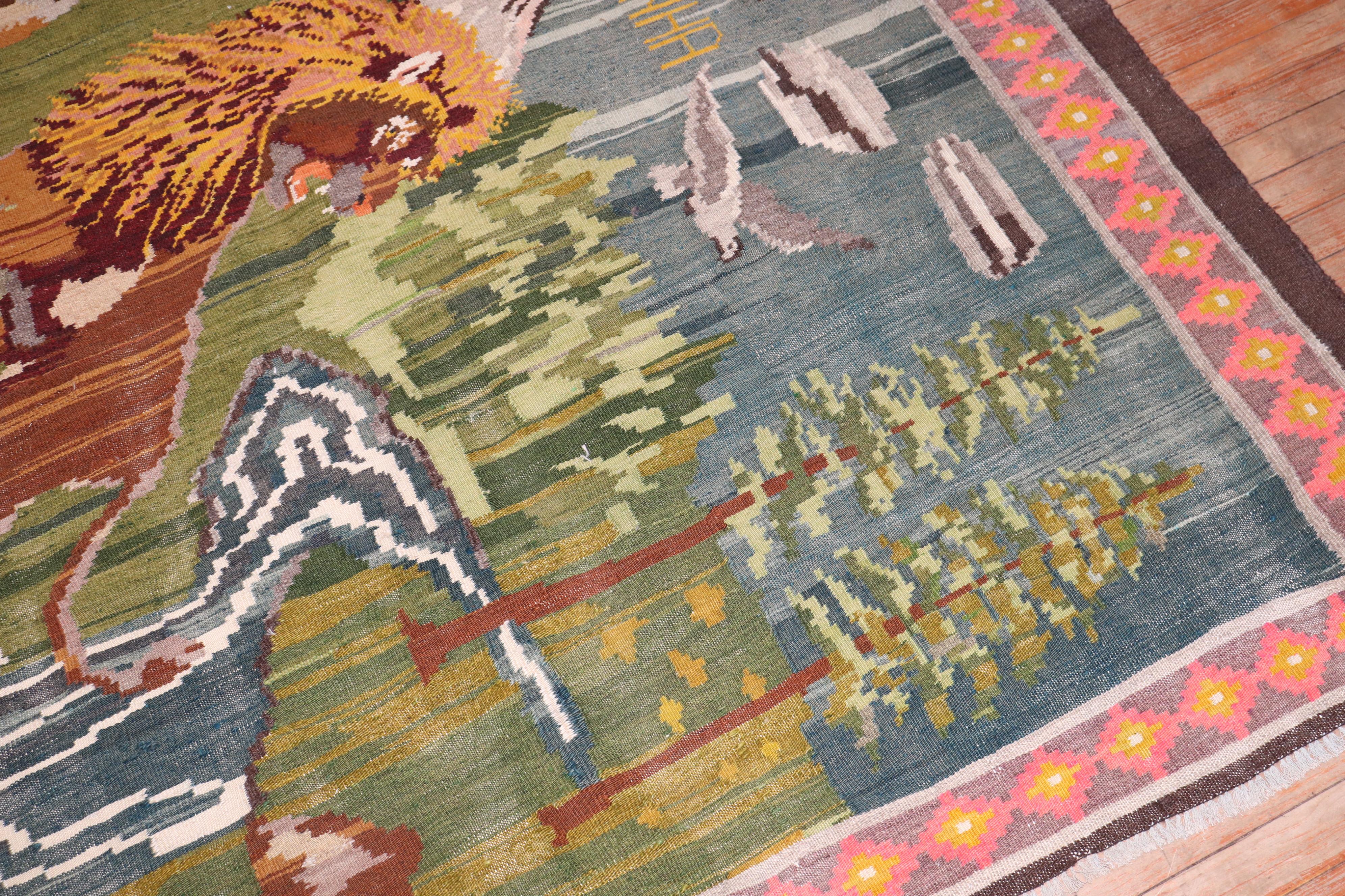 Zabihi Collection Animal Motif Turkish Dowry Kilim For Sale 5