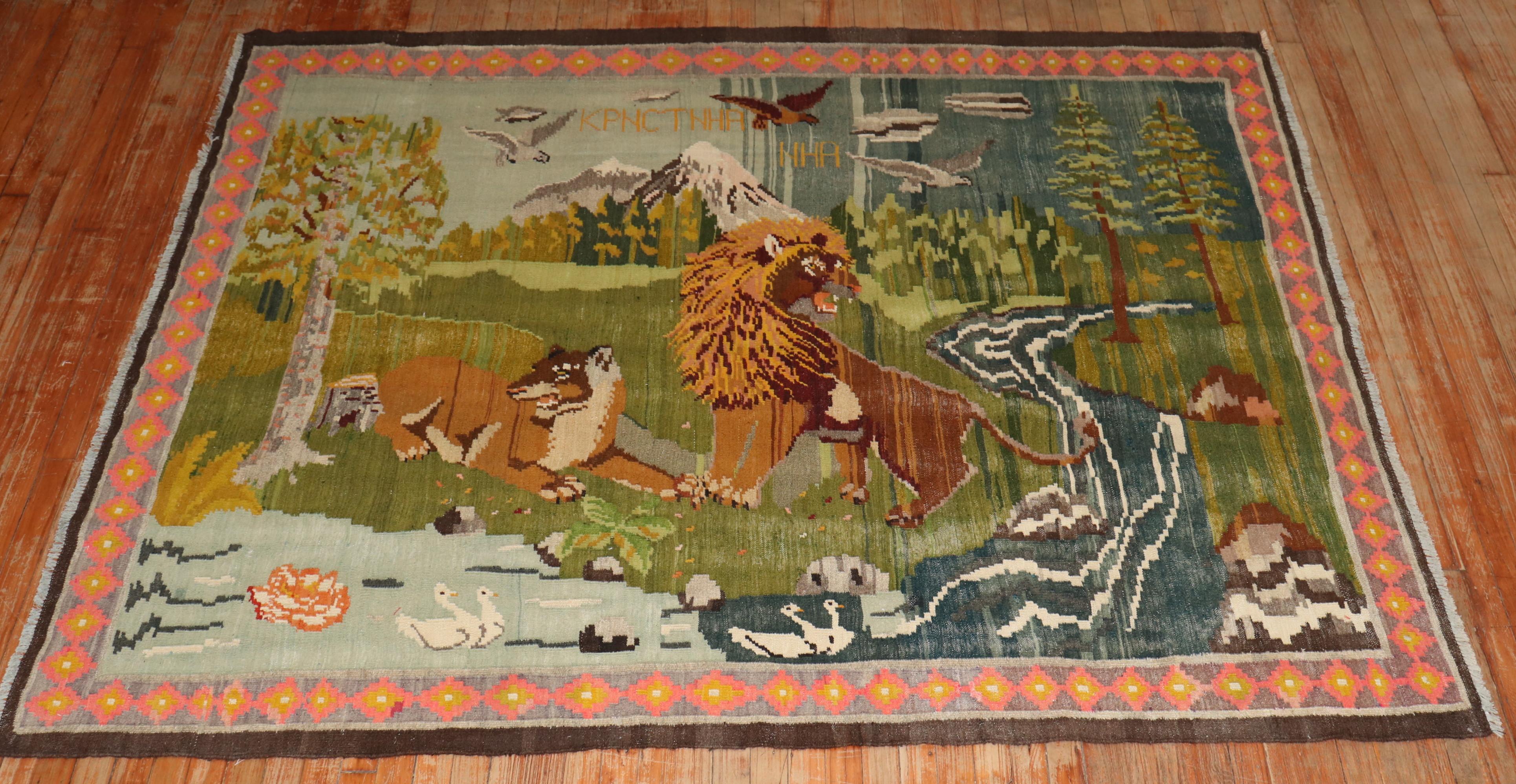Zabihi Collection Animal Motif Turkish Dowry Kilim For Sale 2