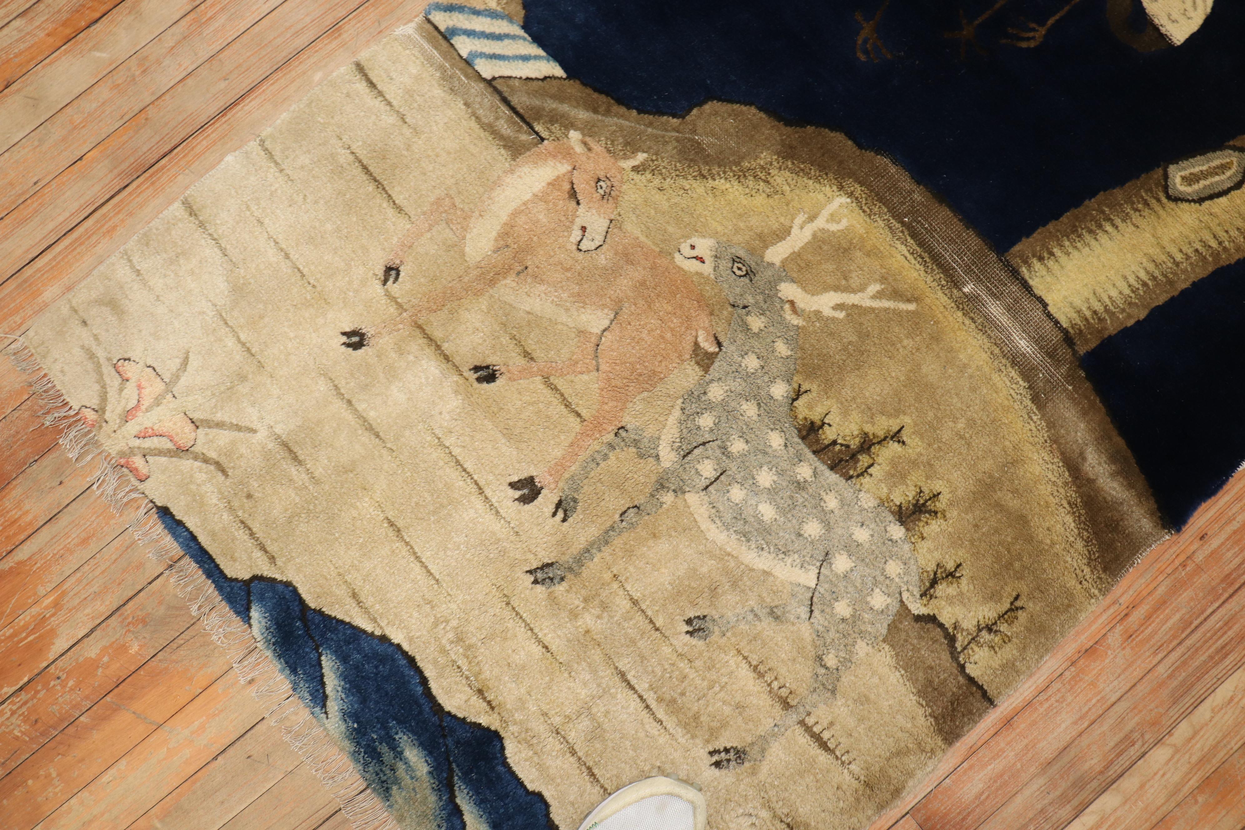 Zabihi Kollektion Tibetischer Vintage-Teppich mit Tiermuster im Zustand „Gut“ im Angebot in New York, NY