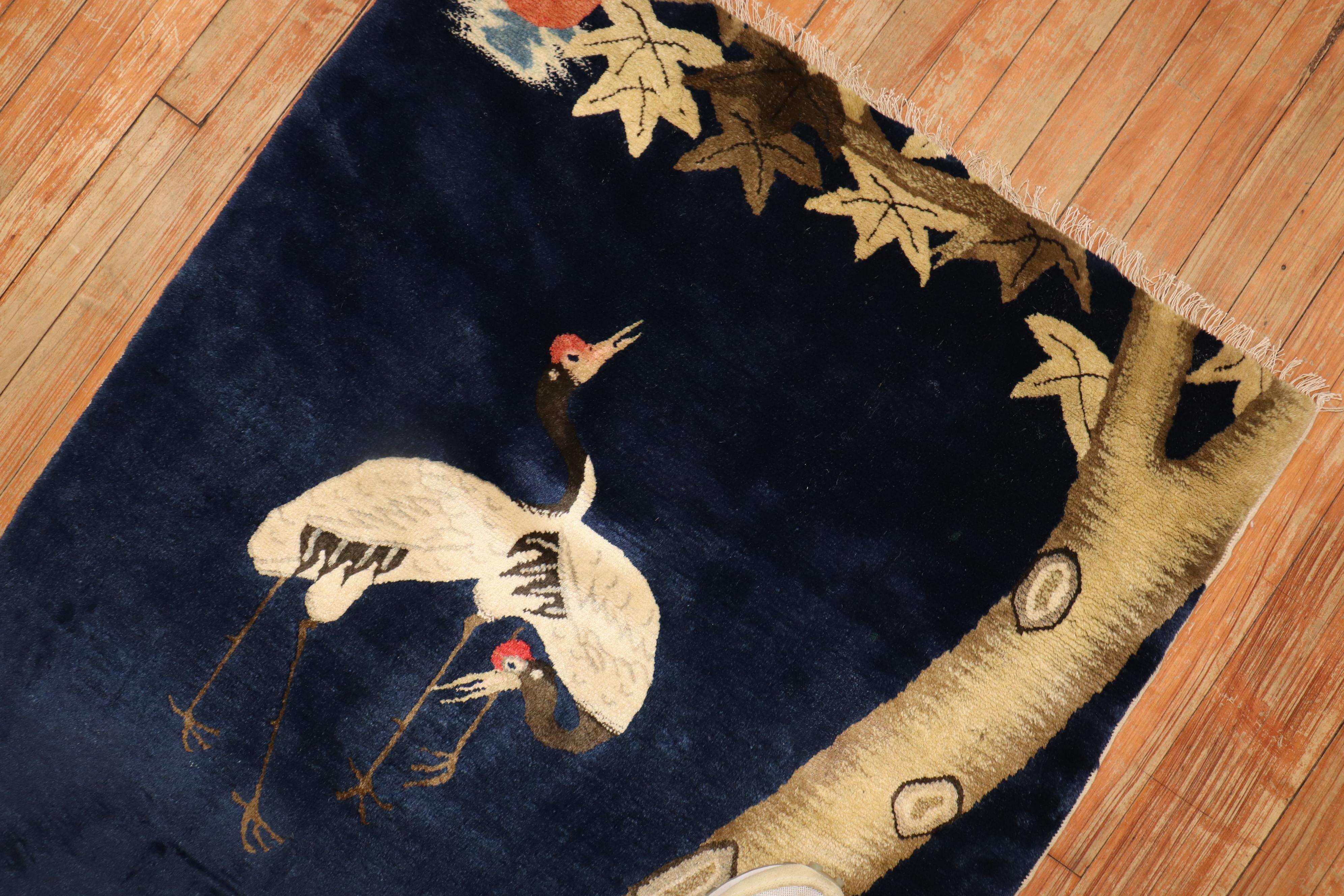 20th Century Zabihi Collection Animal Vintage Tibetan Carpet For Sale