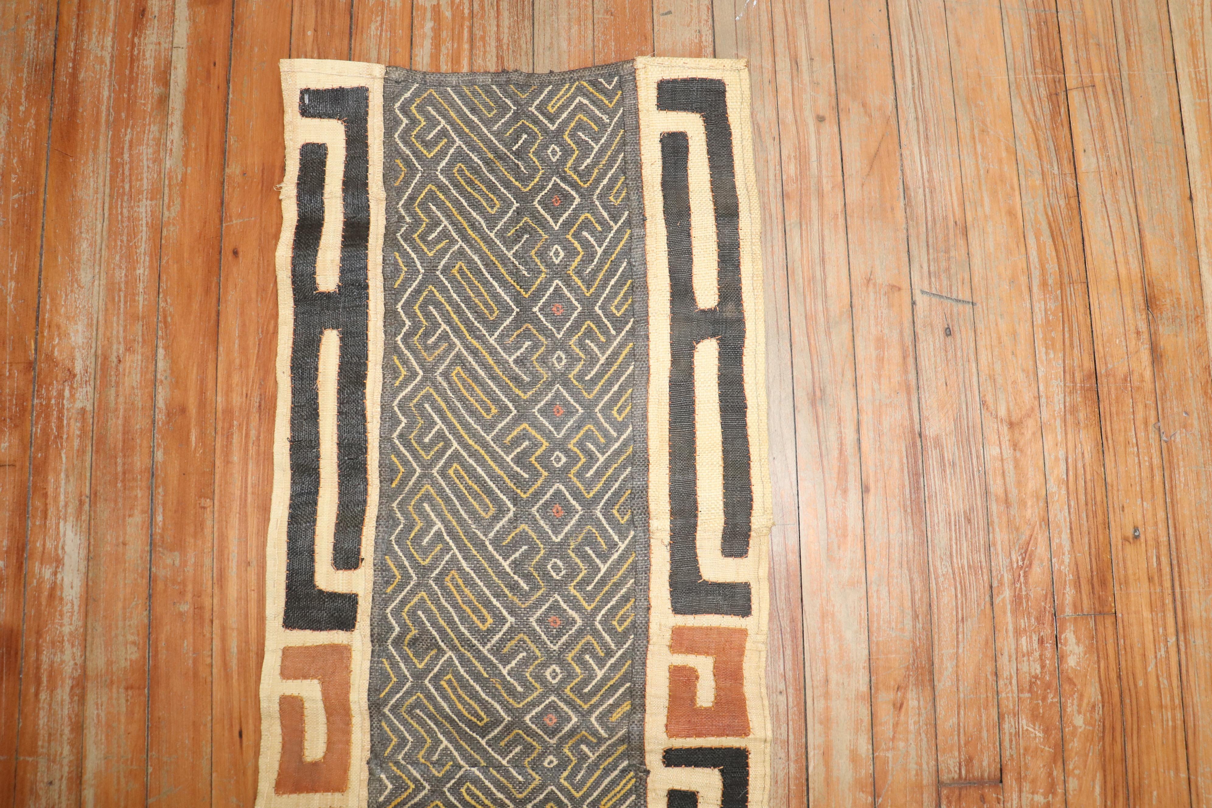 20th Century Zabihi Collection Antique African Kuba Cloth  For Sale