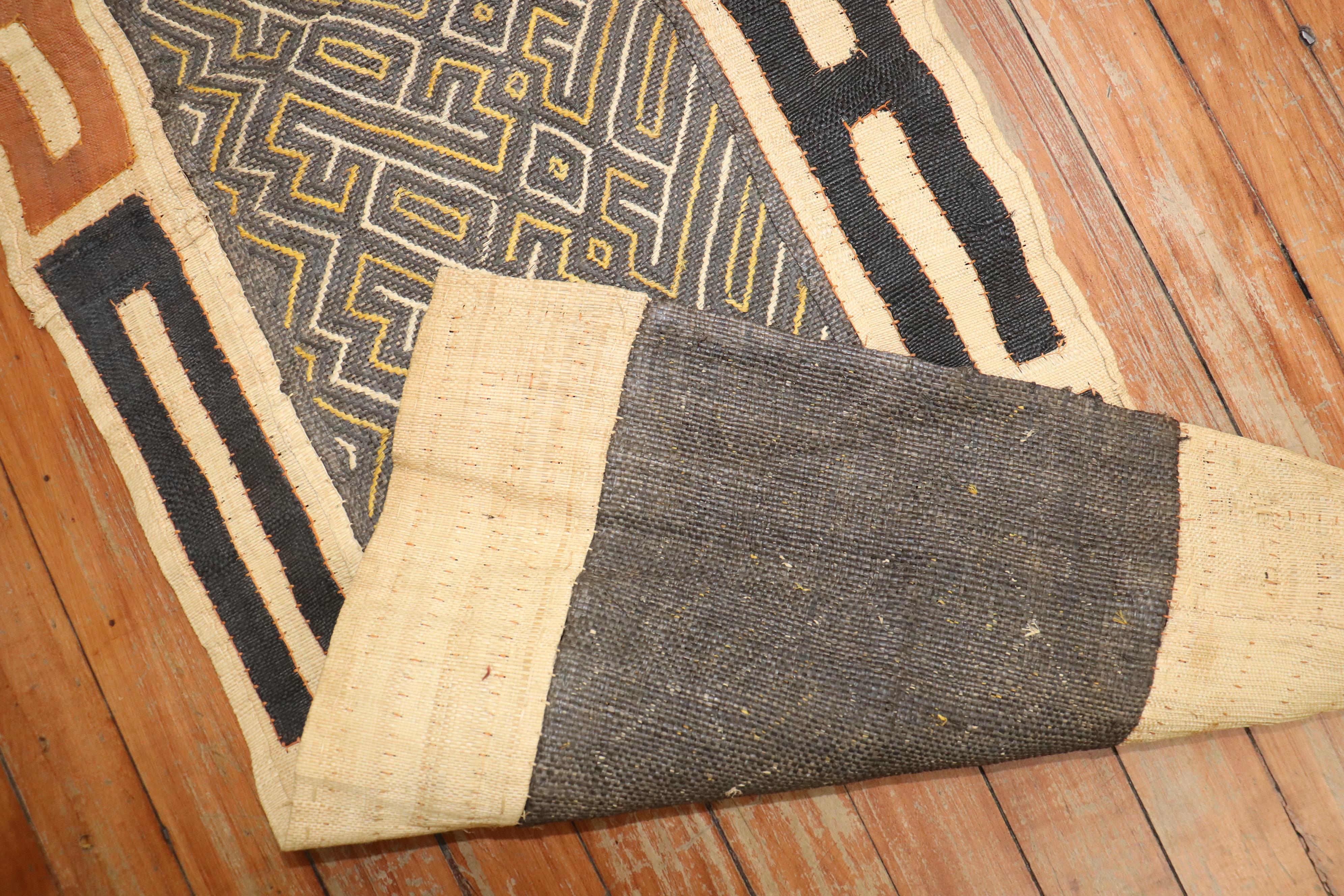 Cotton Zabihi Collection Antique African Kuba Cloth  For Sale