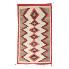 Zabihi Collection Antiker amerikanischer Navajo Elfenbein-Stammes-Teppich