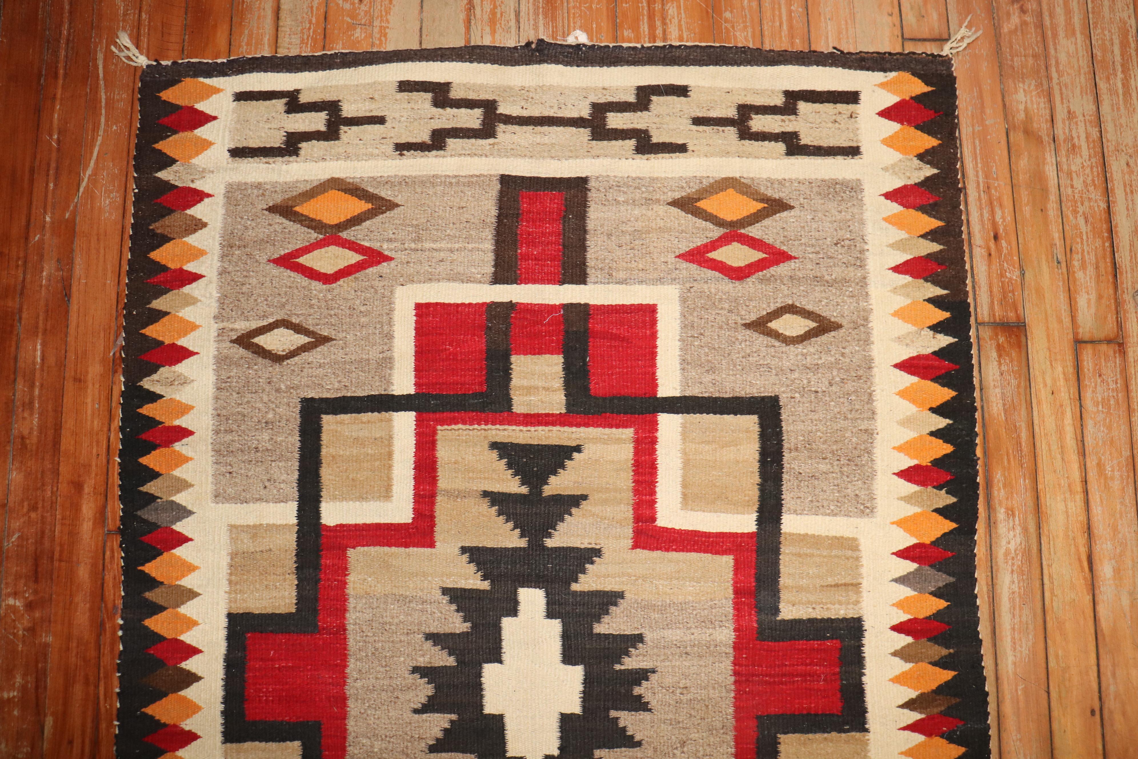 Native American Zabihi Collection Antique American Navajo Tribal Rug For Sale
