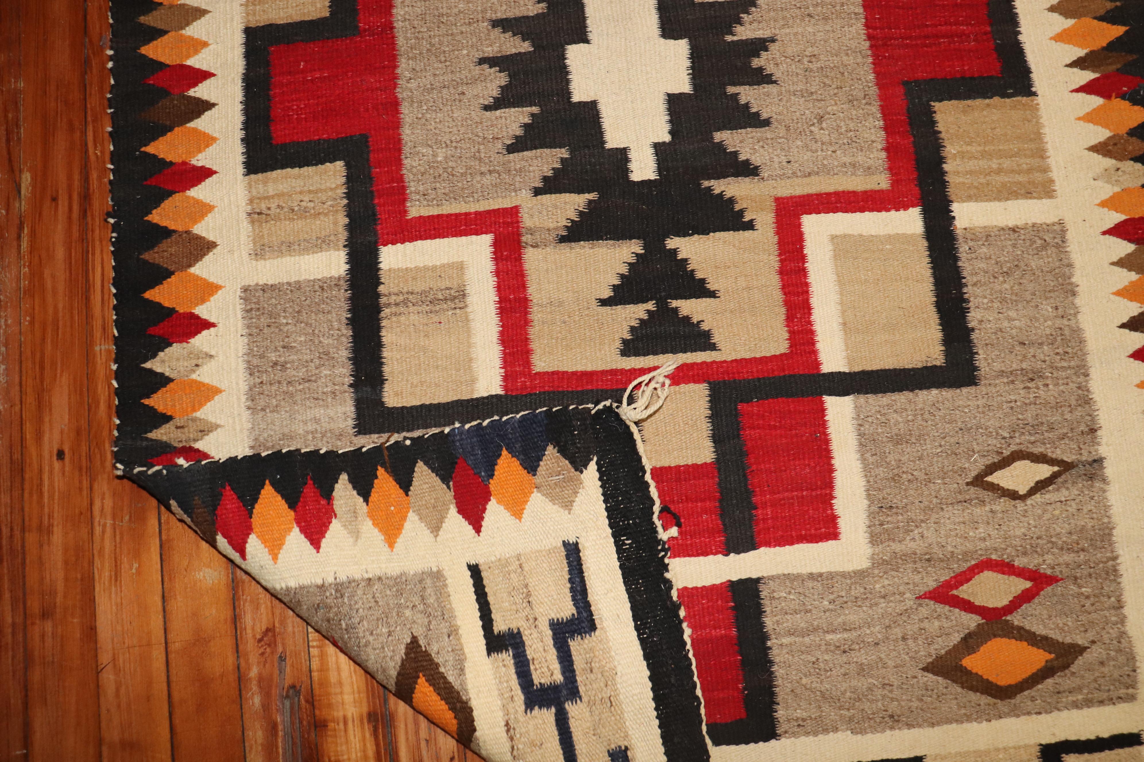 Hand-Woven Zabihi Collection Antique American Navajo Tribal Rug For Sale
