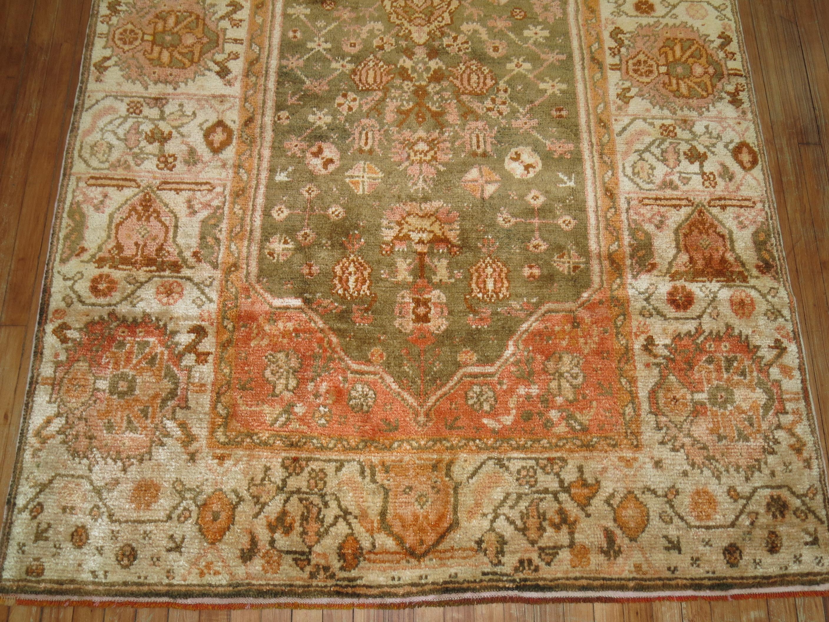 Turkish Zabihi Collection Antique Angora Oushak Rug For Sale