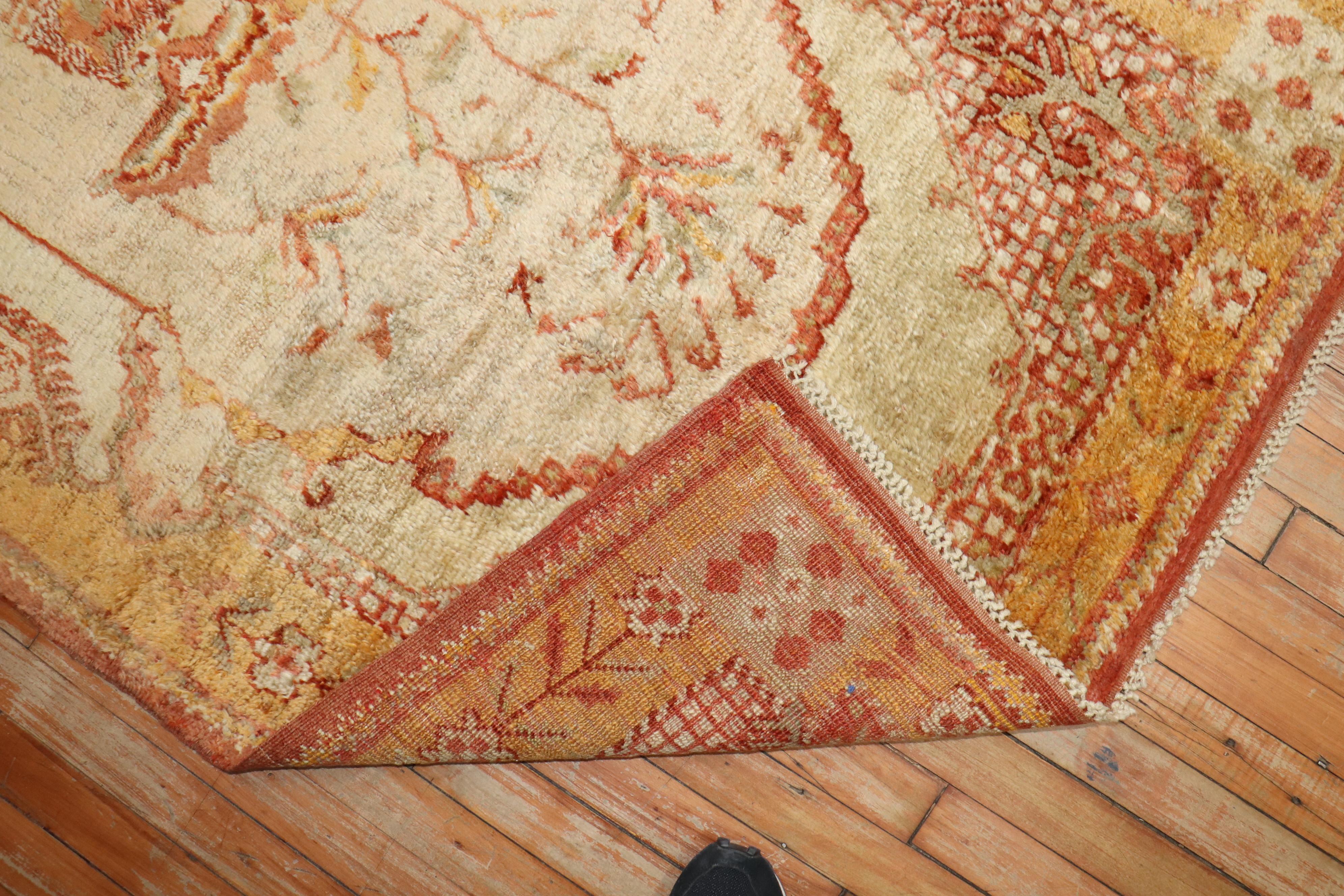 Turkish Zabihi Collection Antique Angora Oushak Rug For Sale