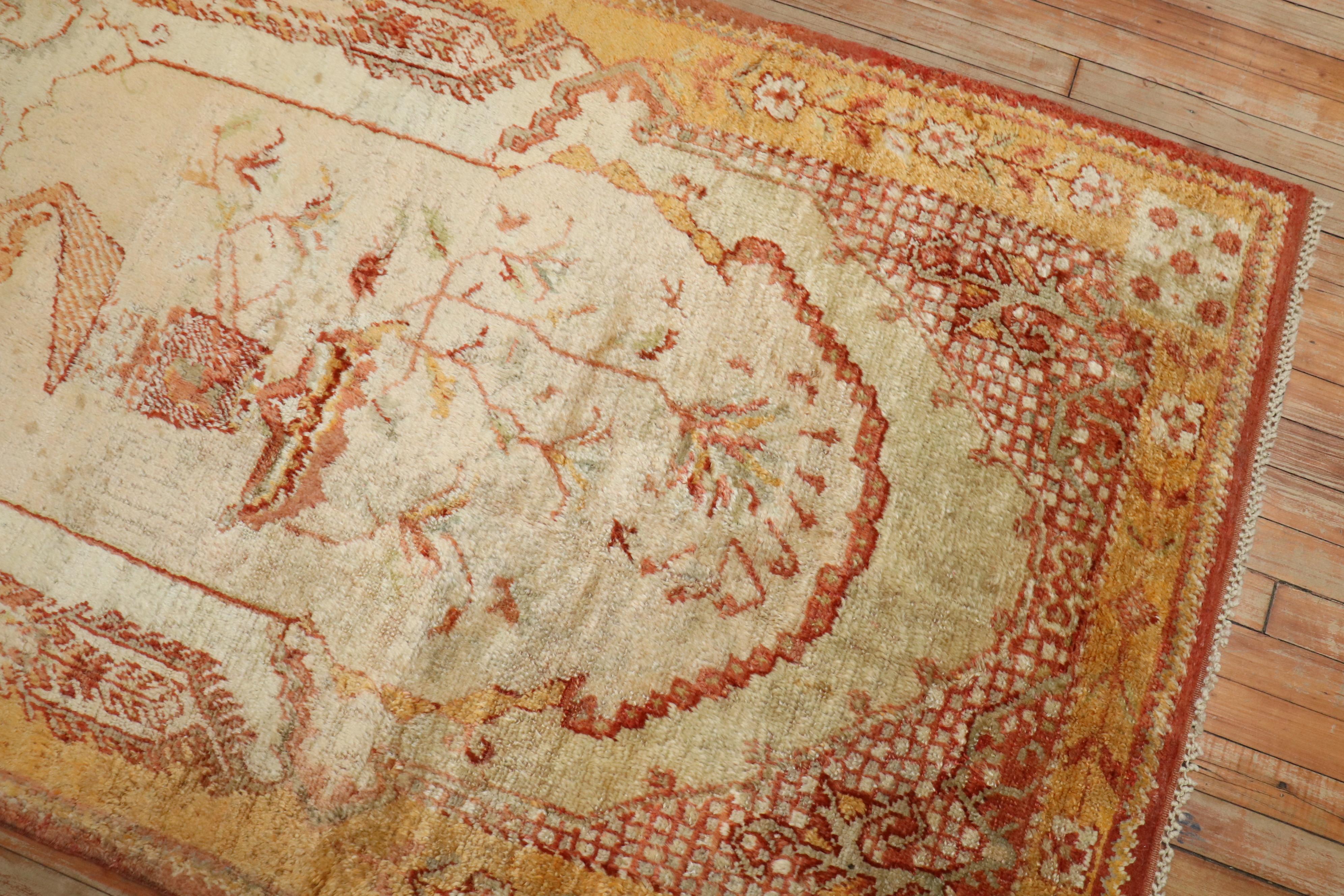 Hand-Woven Zabihi Collection Antique Angora Oushak Rug For Sale