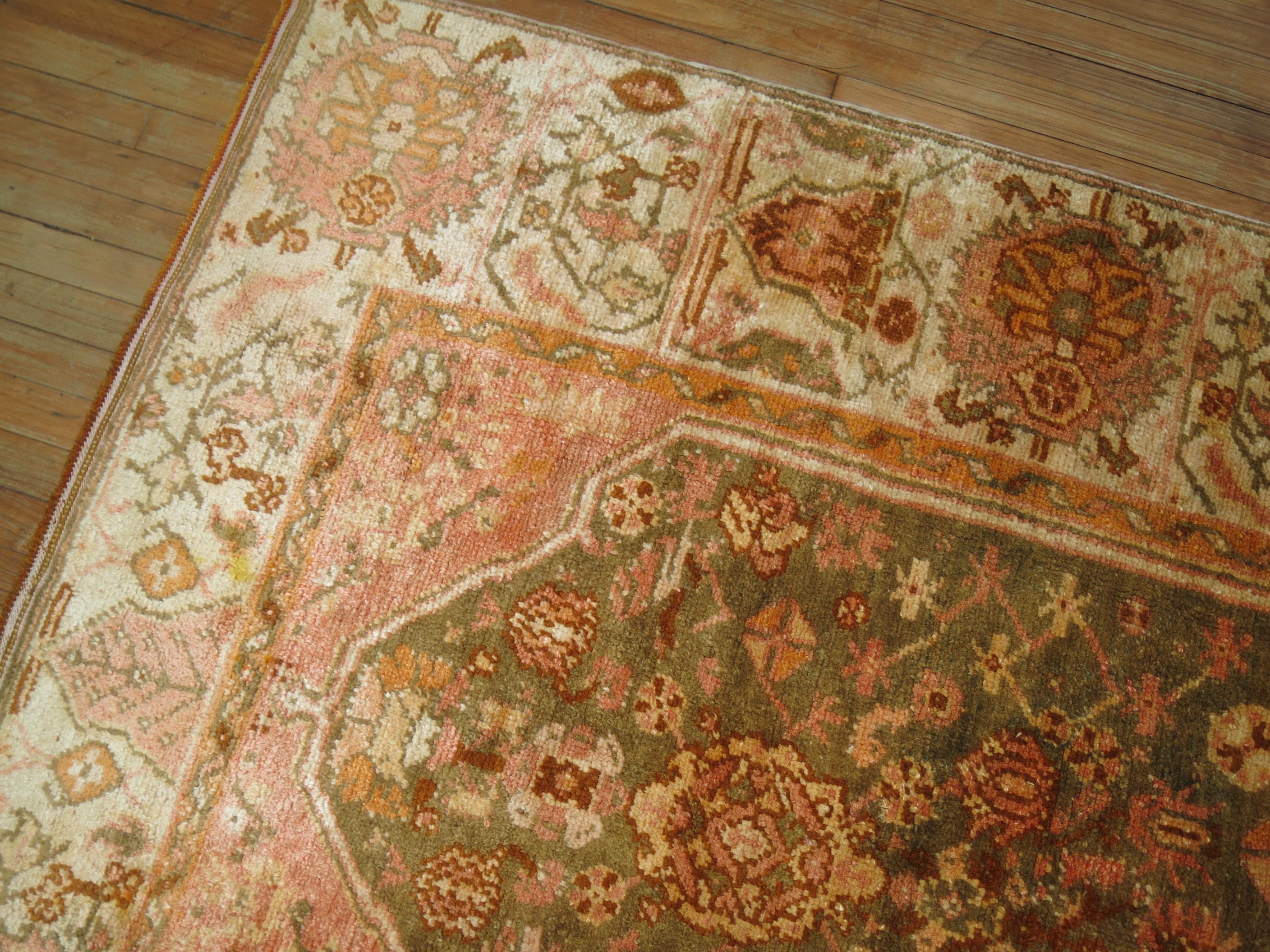 Zabihi Collection Antique Angora Oushak Rug In Good Condition For Sale In New York, NY
