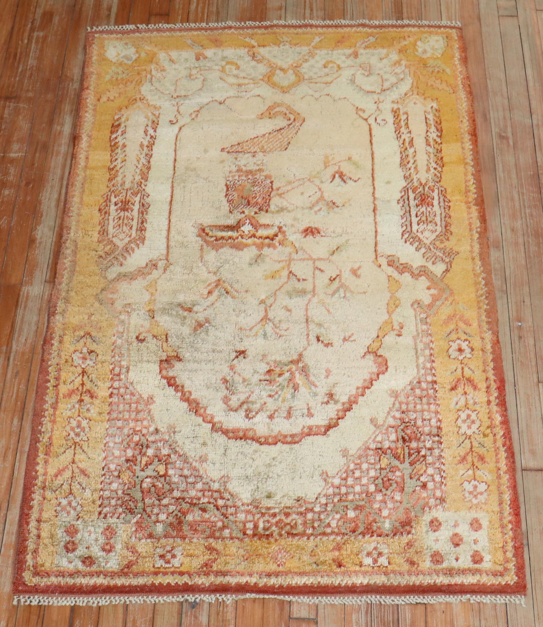 Zabihi Collection Antique Angora Oushak Rug In Good Condition For Sale In New York, NY