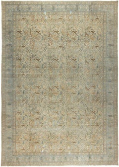 Zabihi Collection Antique Animal Motif Persian Tabriz Oversize Rug