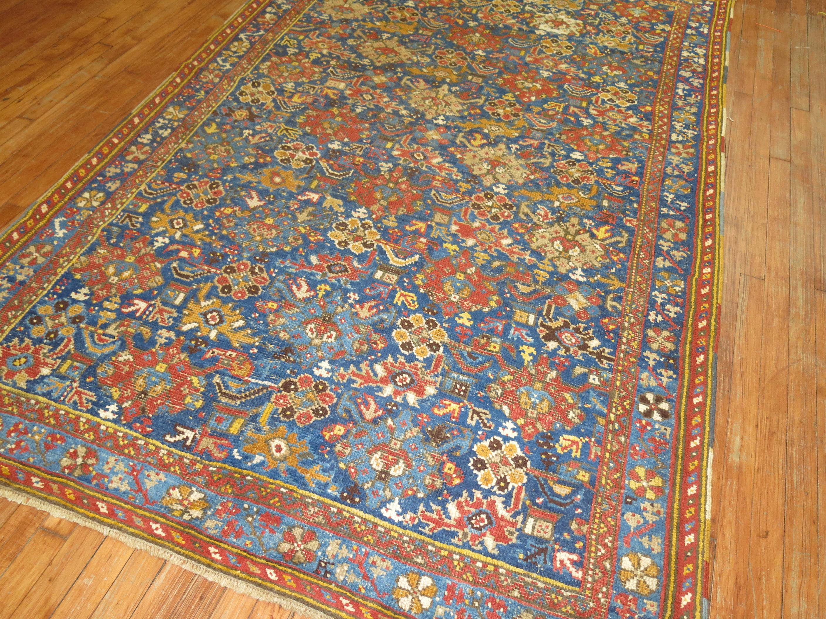 Zabihi Collection Antique Blue 19th Century Oushak Rug For Sale 4
