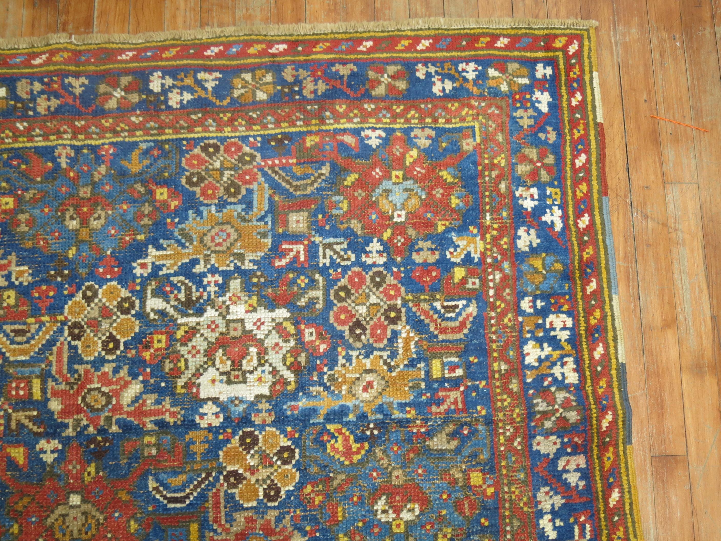 Zabihi Collection Antique Blue 19th Century Oushak Rug In Good Condition For Sale In New York, NY