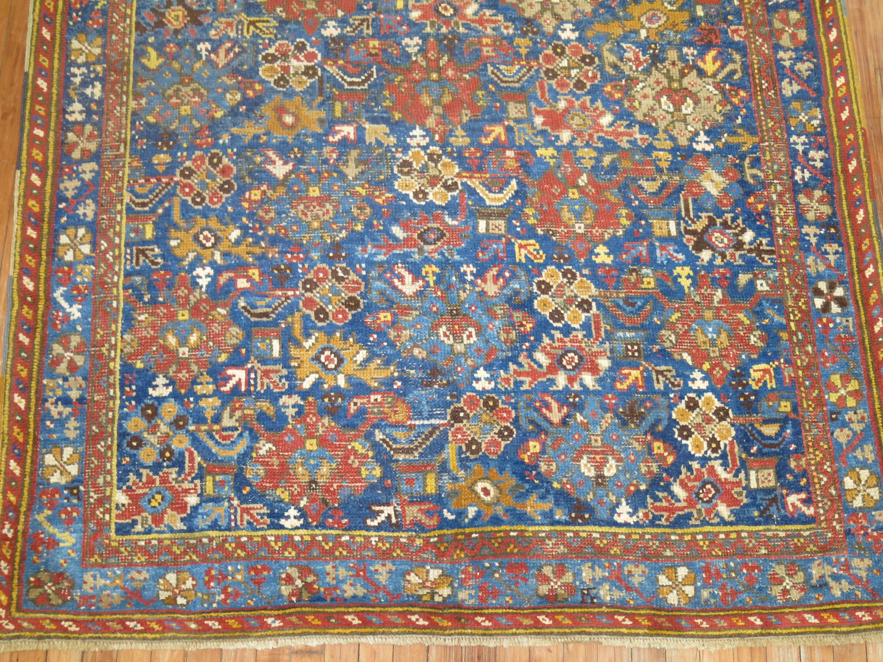 Zabihi Collection Antique Blue 19th Century Oushak Rug For Sale 1