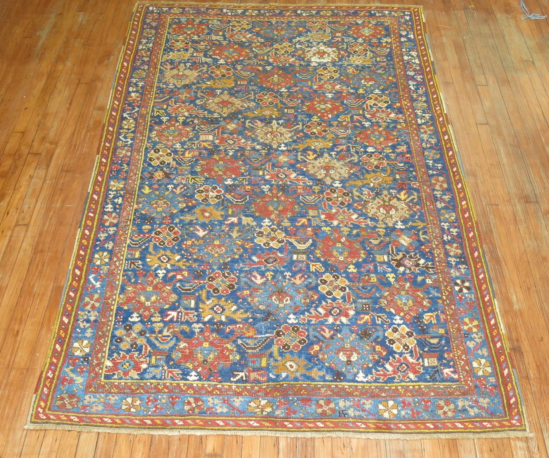 Zabihi Collection Antique Blue 19th Century Oushak Rug For Sale 2