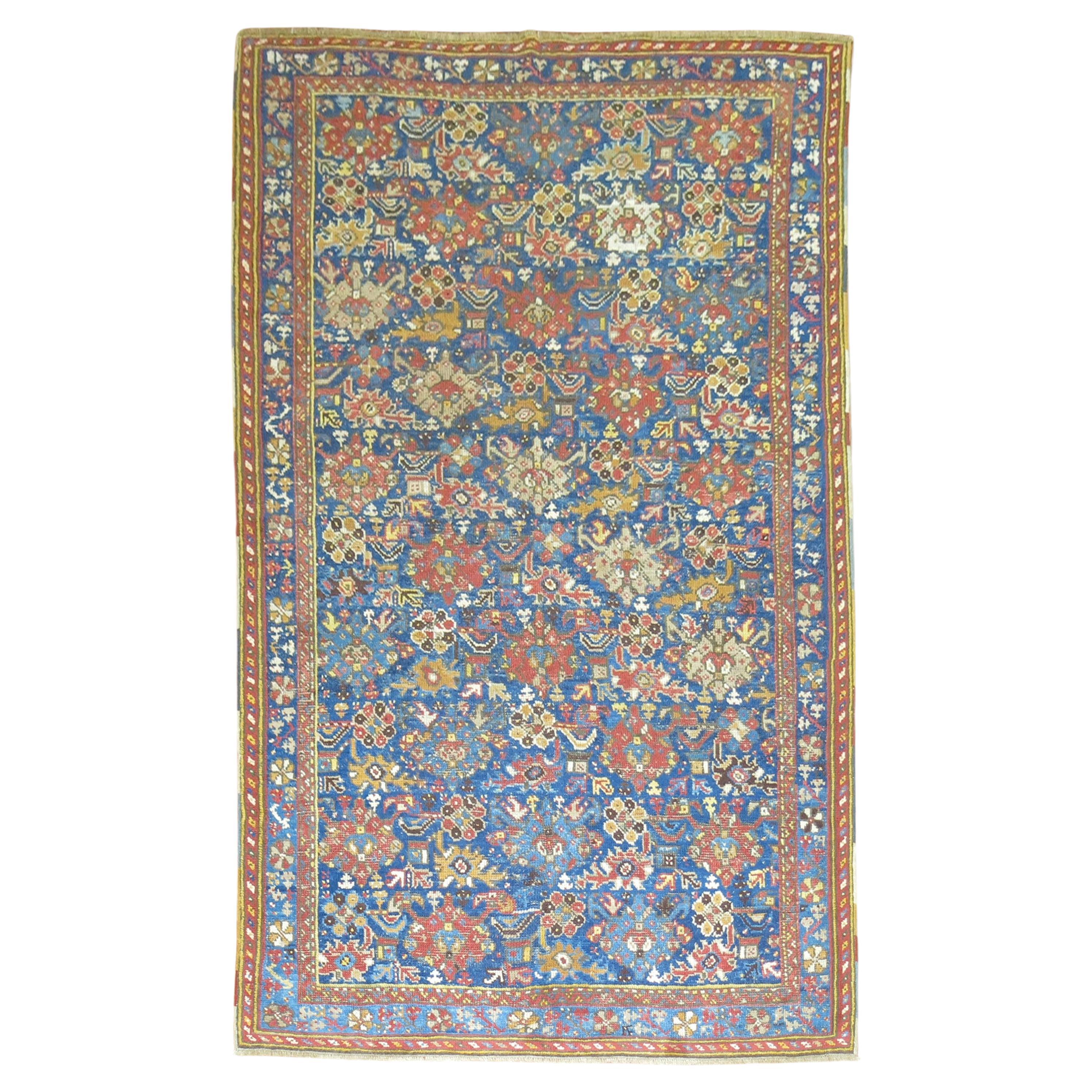 Antiker blauer Oushak-Teppich aus der Zabihi-Kollektion des 19. Jahrhunderts