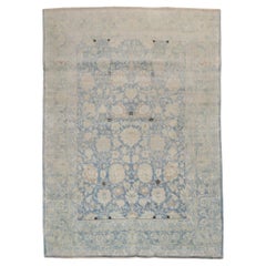 Zabihi Collection Antique Blue Persian Tabriz Accent Rug