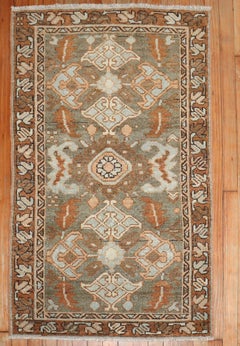 Zabihi Collection Antique Brown Green Heriz Rug