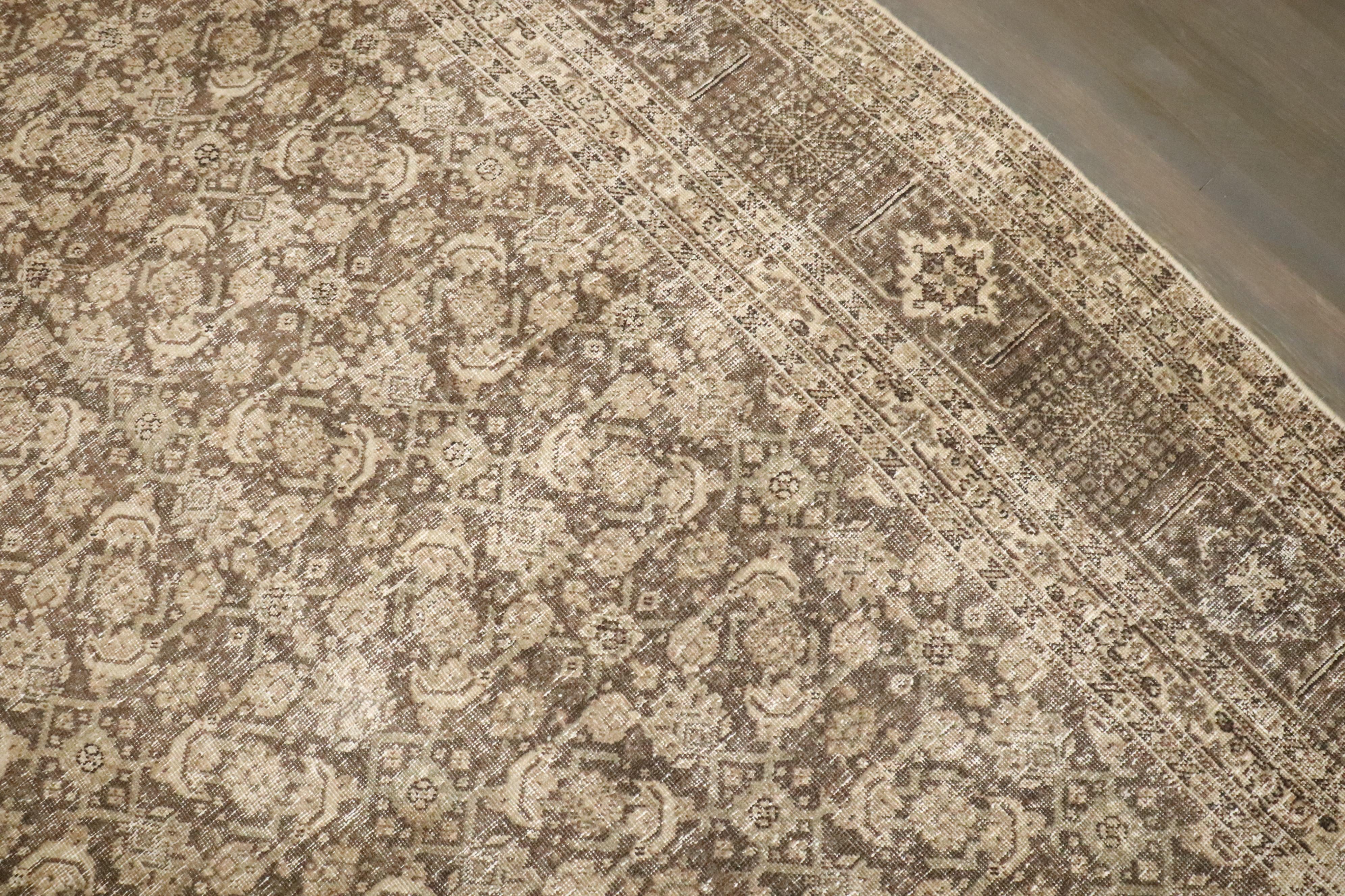 Tappeto Zabihi Collection Antique Brown Persian Tabriz Worn in vendita 6