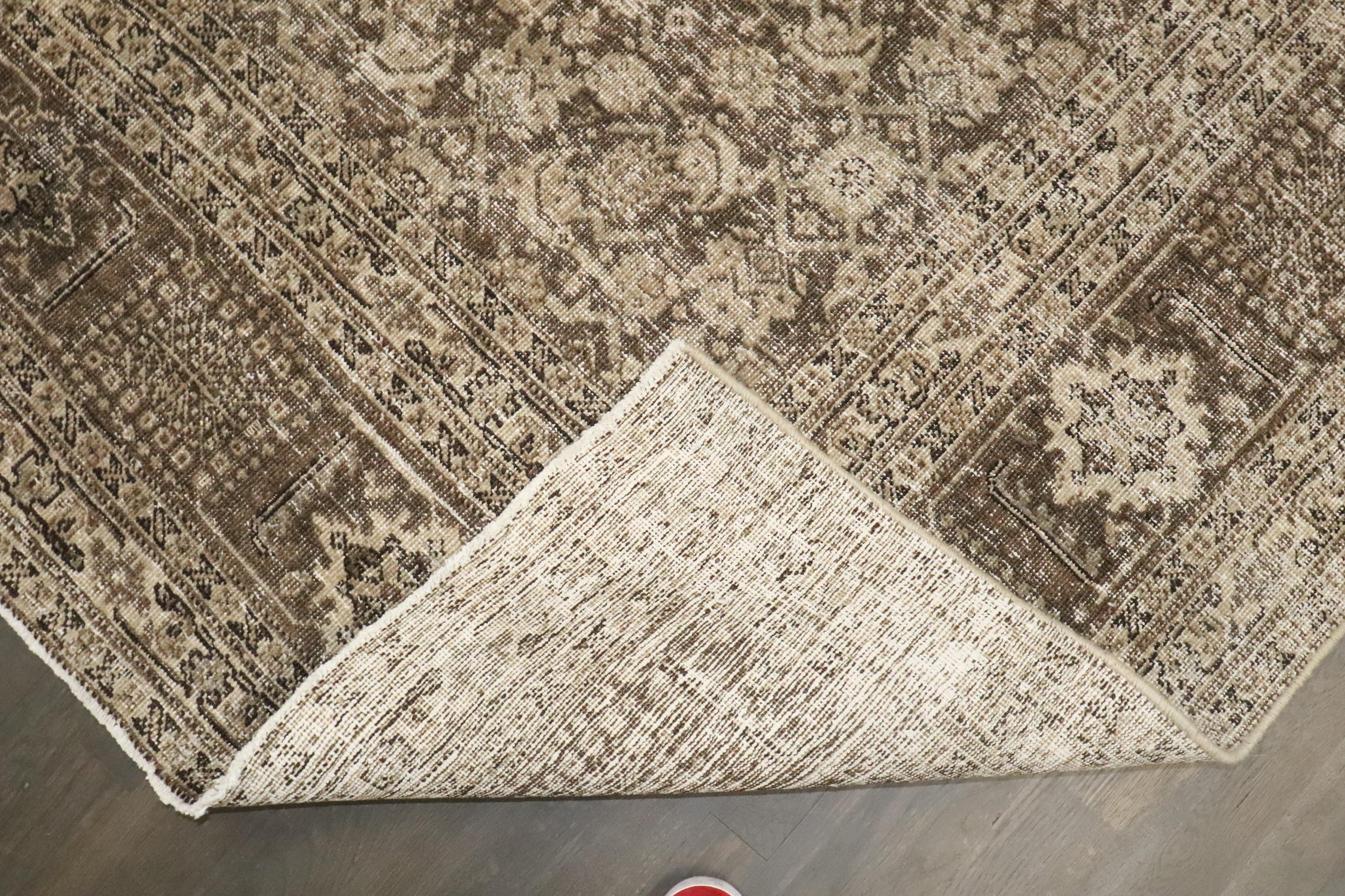 Lana Tappeto Zabihi Collection Antique Brown Persian Tabriz Worn in vendita