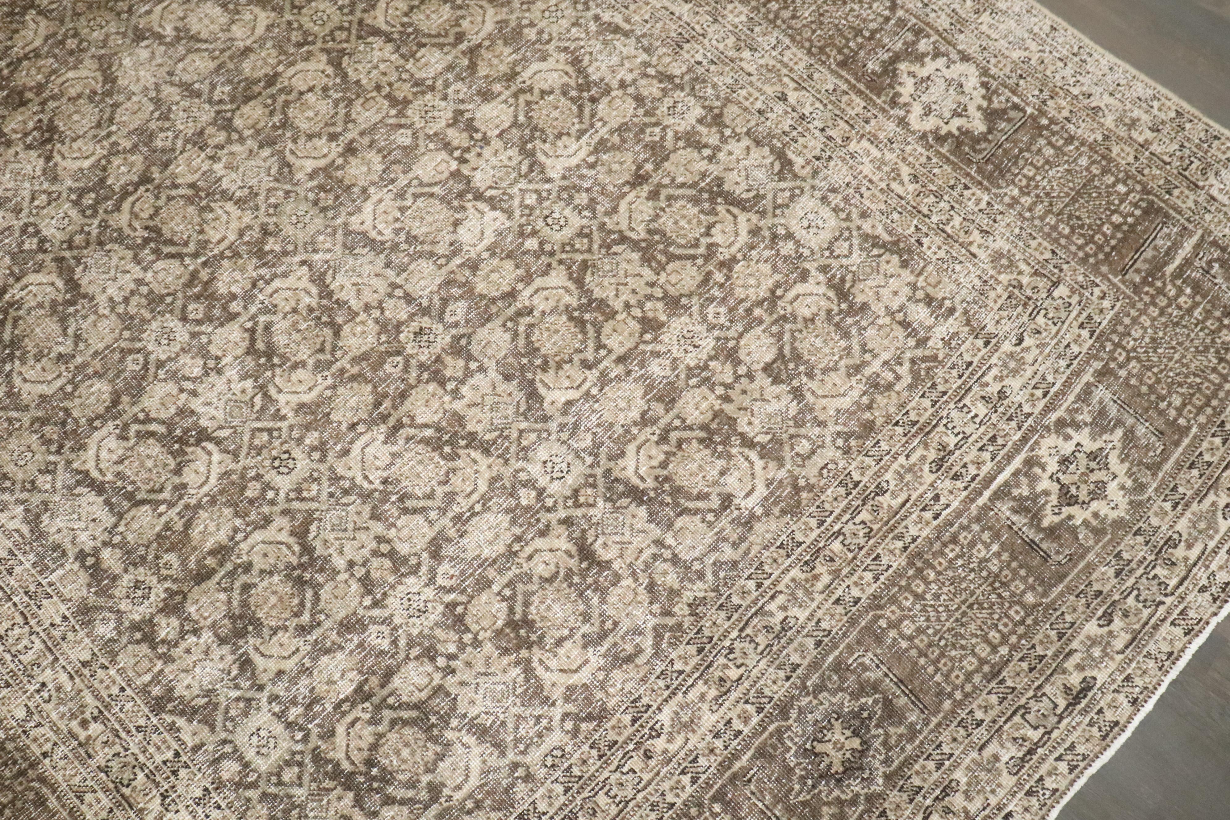 Tappeto Zabihi Collection Antique Brown Persian Tabriz Worn in vendita 2