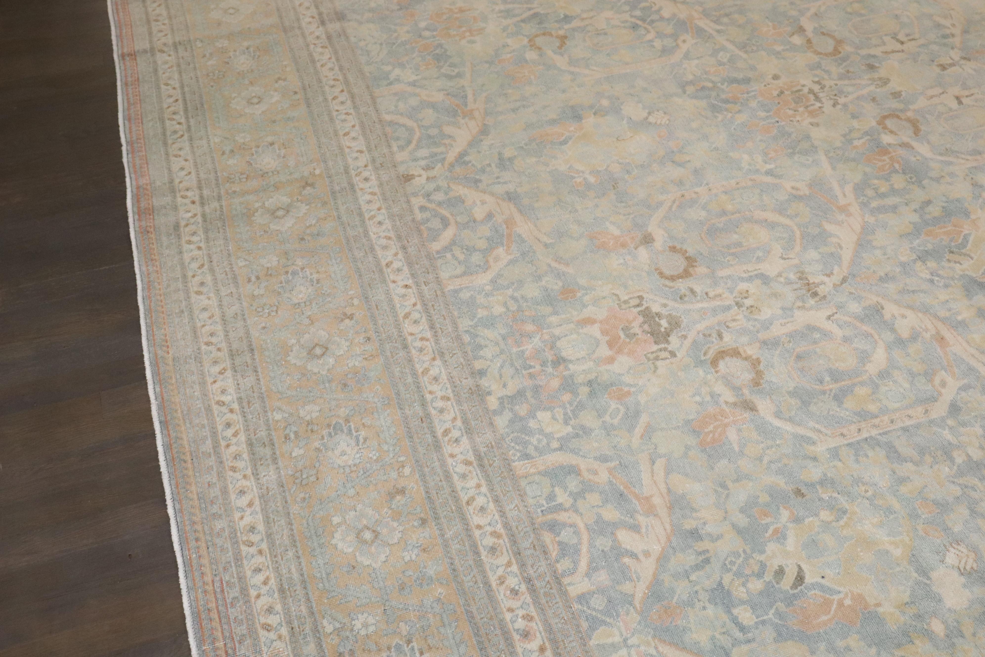 Tappeto Tabriz persiano Zabihi Collection Antique Brown Soft Blue in vendita 3