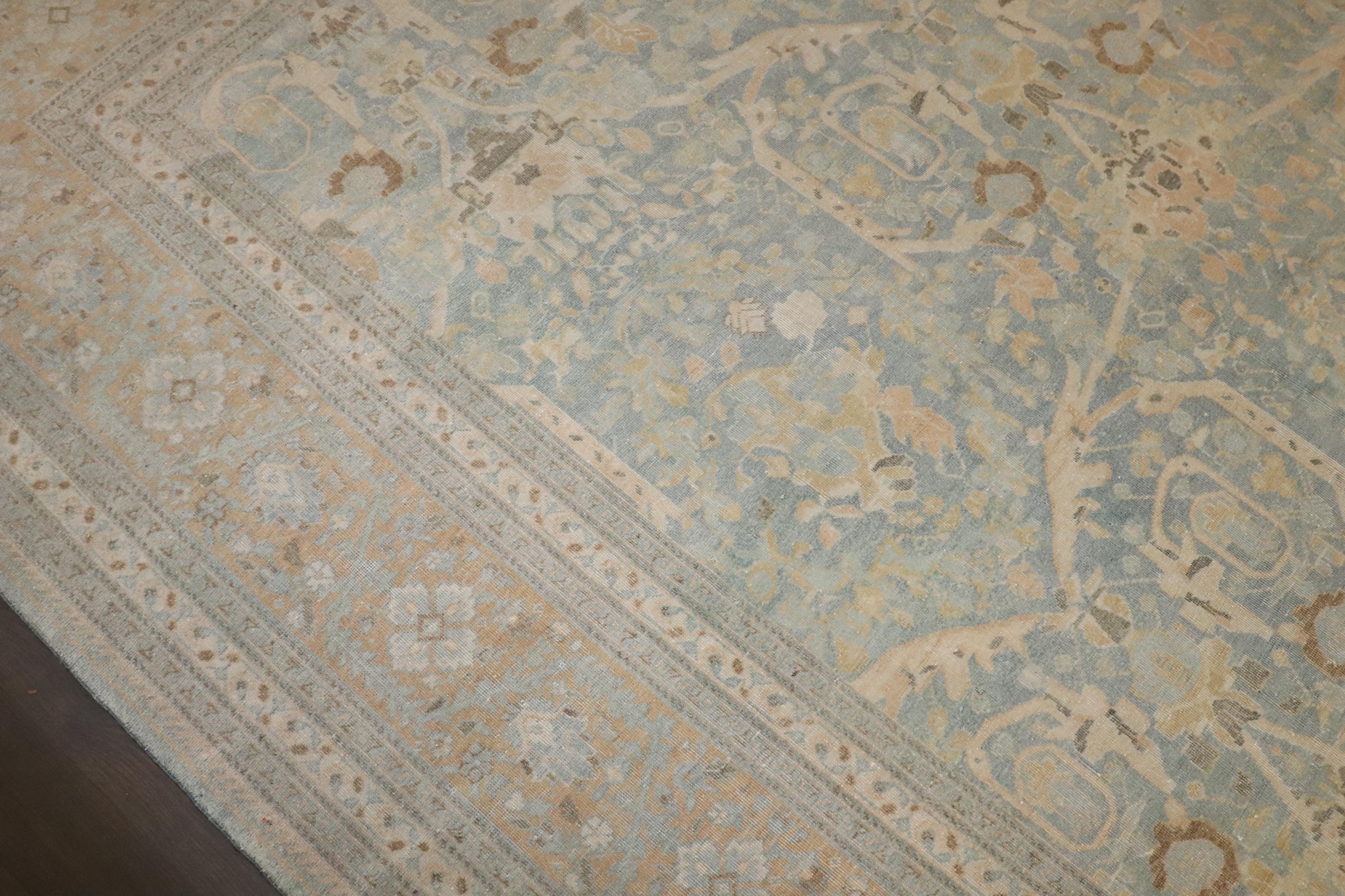 Tappeto Tabriz persiano Zabihi Collection Antique Brown Soft Blue in vendita 5