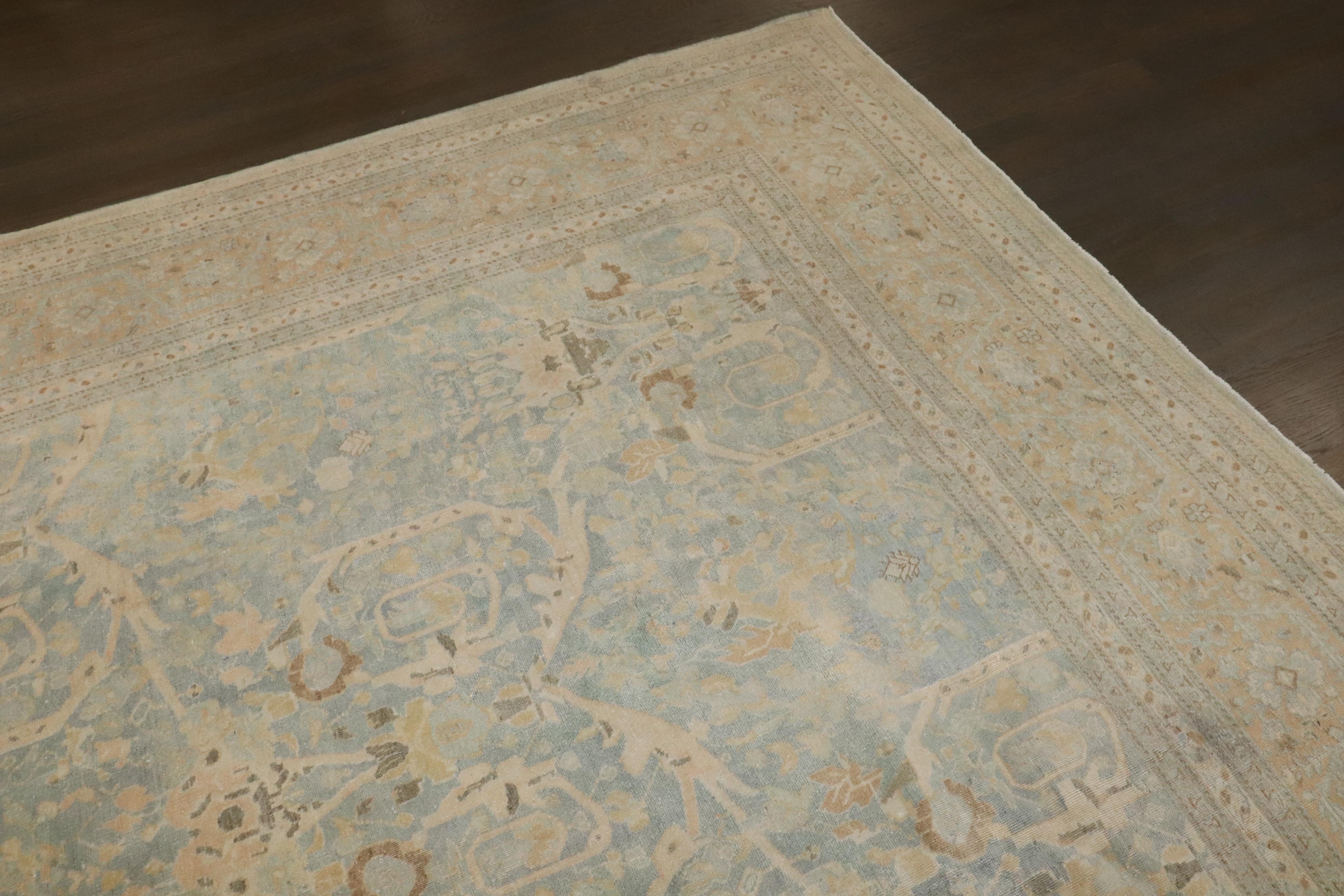 Tappeto Tabriz persiano Zabihi Collection Antique Brown Soft Blue in vendita 6