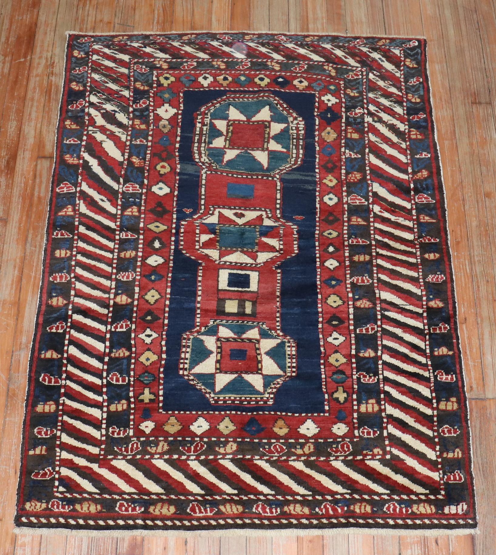 Zabihi Collection Antique Caucasian Baku Khila Rug In Good Condition For Sale In New York, NY