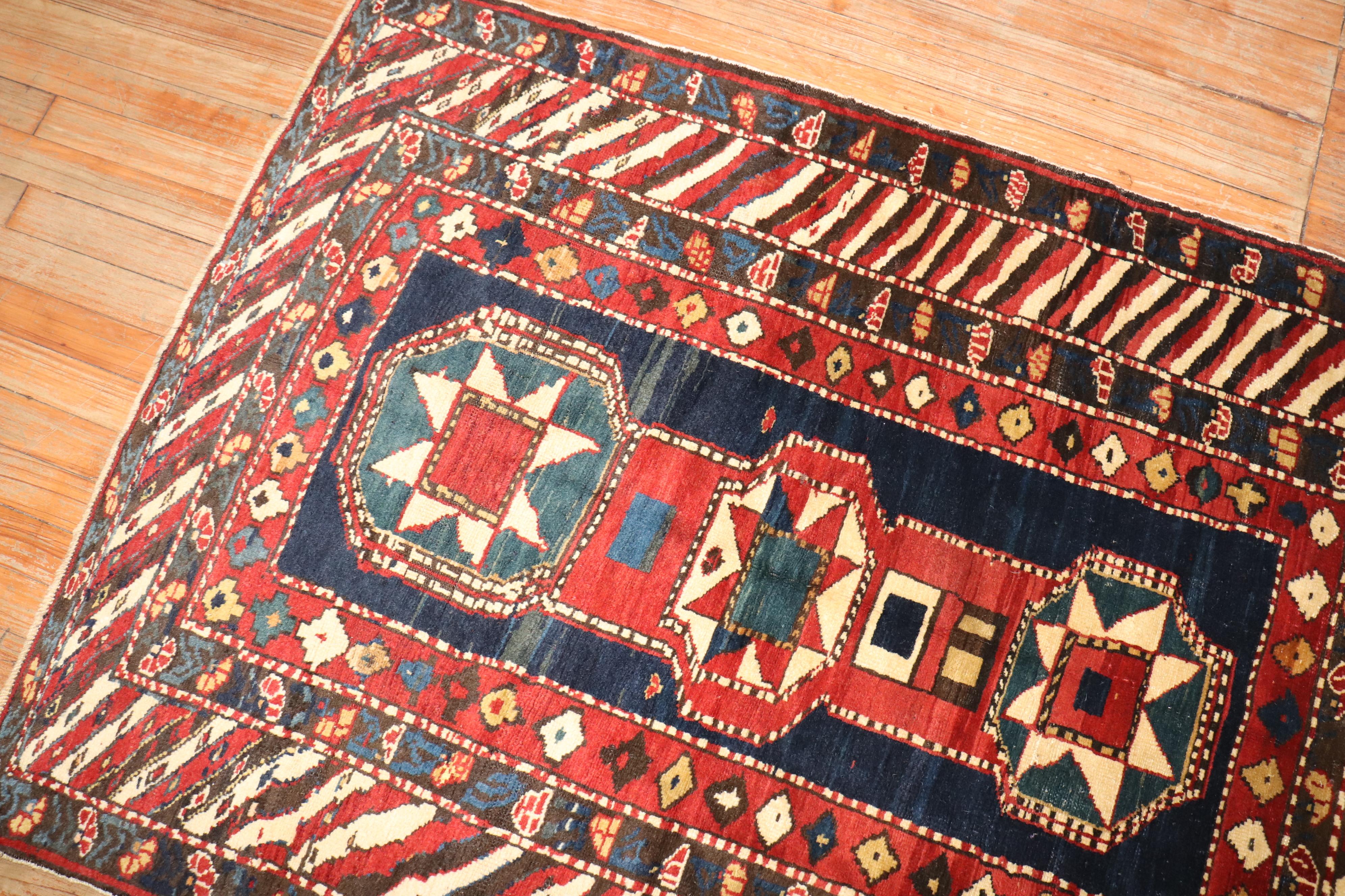 Wool Zabihi Collection Antique Caucasian Baku Khila Rug For Sale