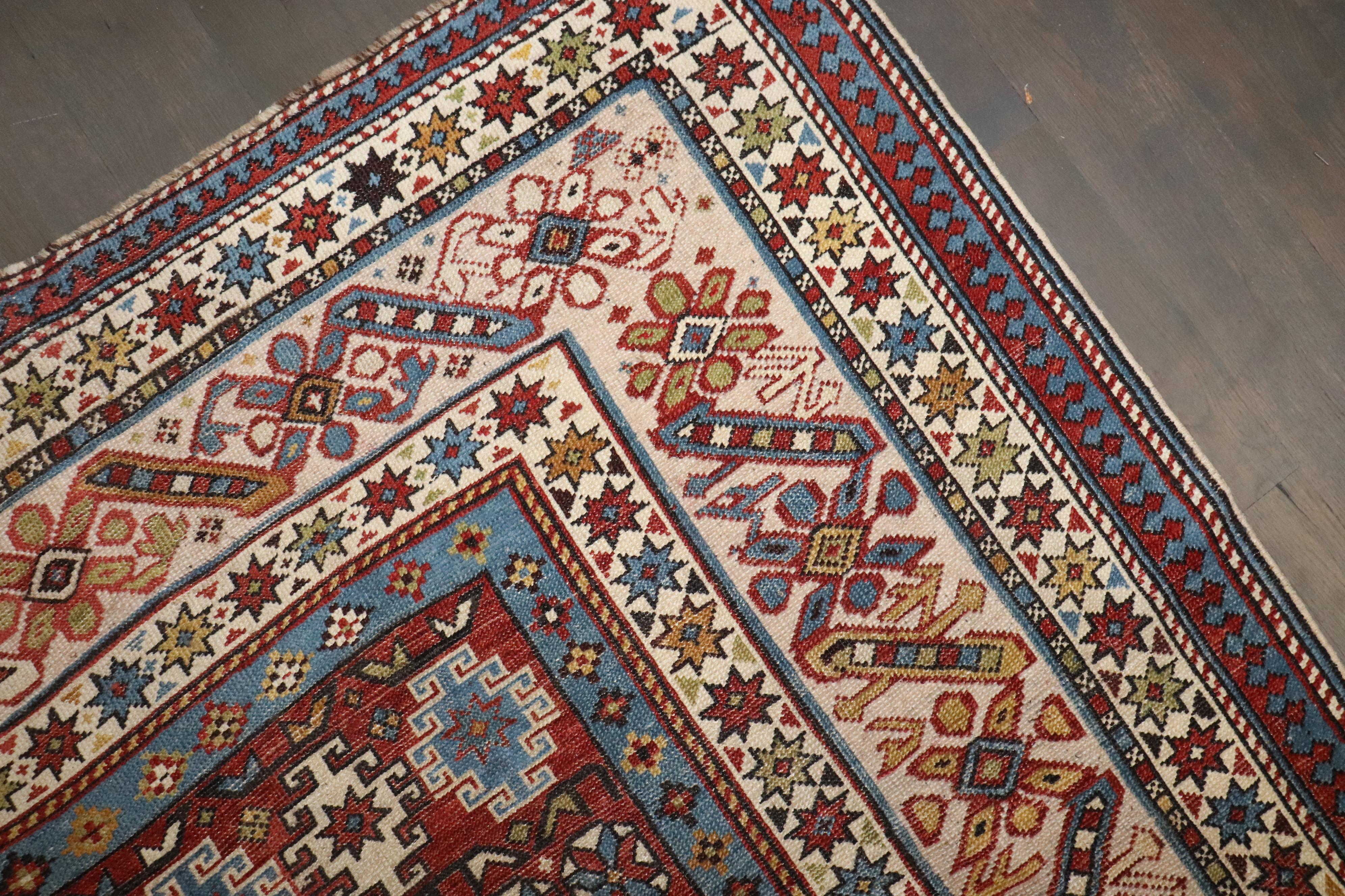 Kazak Zabihi Collection Antique Caucasian Chi Chi Kuba 19th Century Rug For Sale