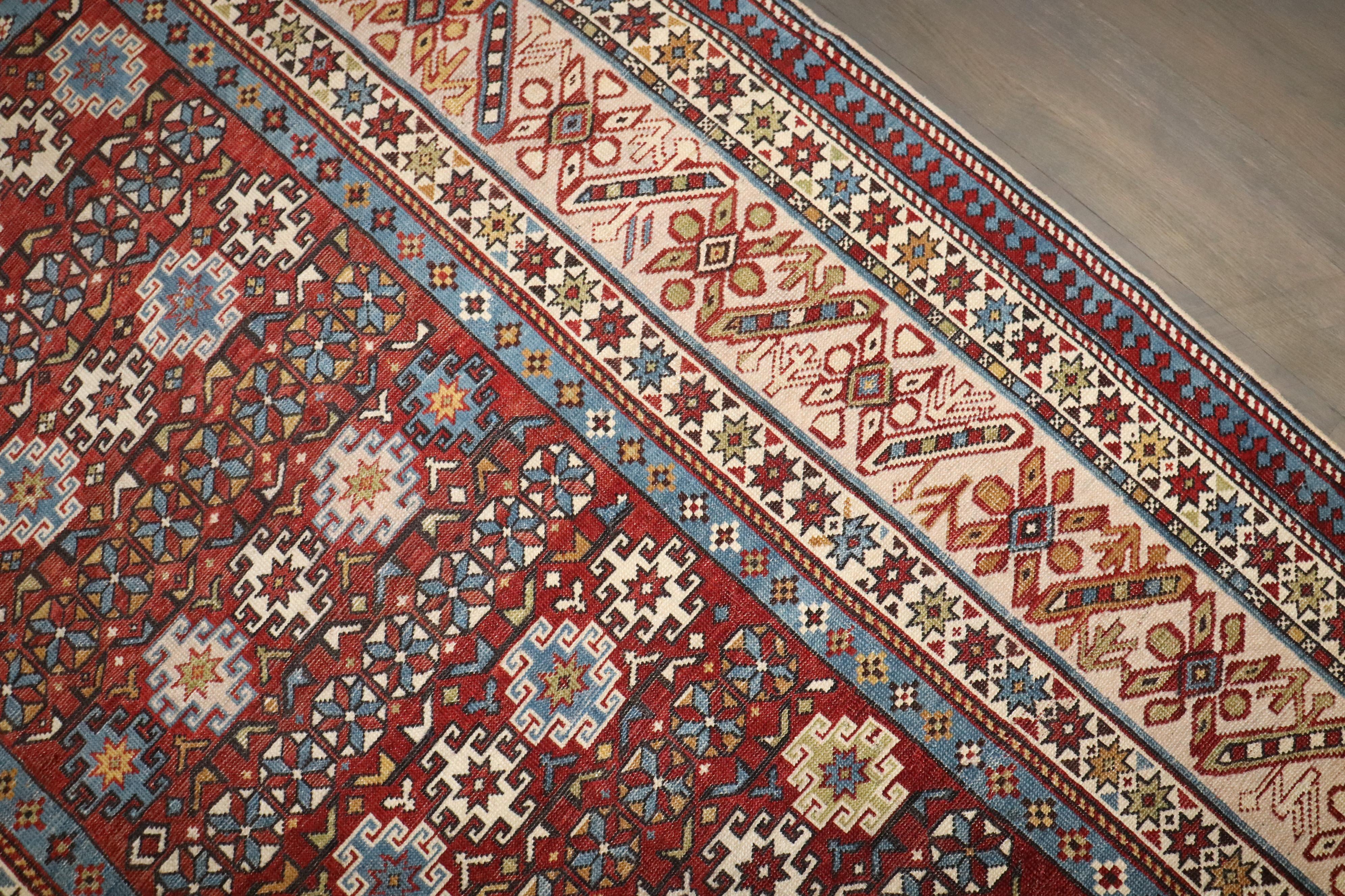 Hand-Woven Zabihi Collection Antique Caucasian Chi Chi Kuba 19th Century Rug For Sale