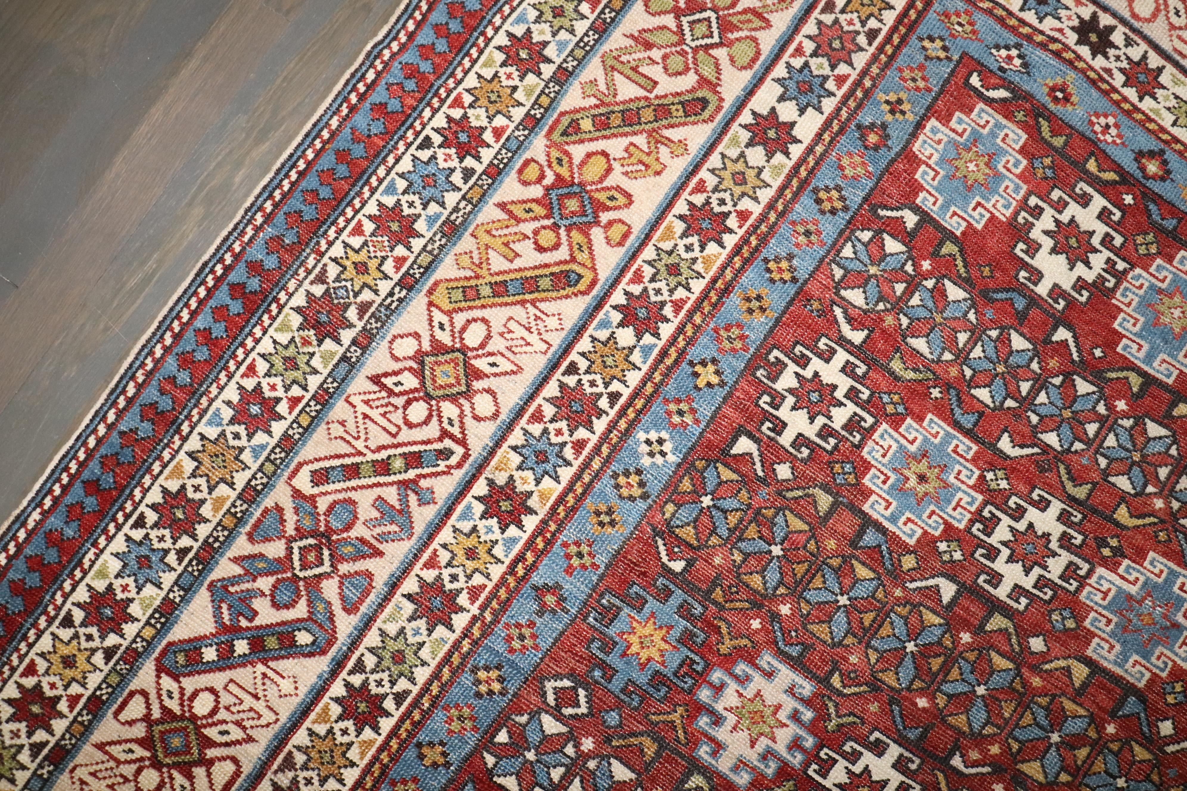 Zabihi Collection Antique Caucasian Chi Chi Kuba 19th Century Rug For Sale 1