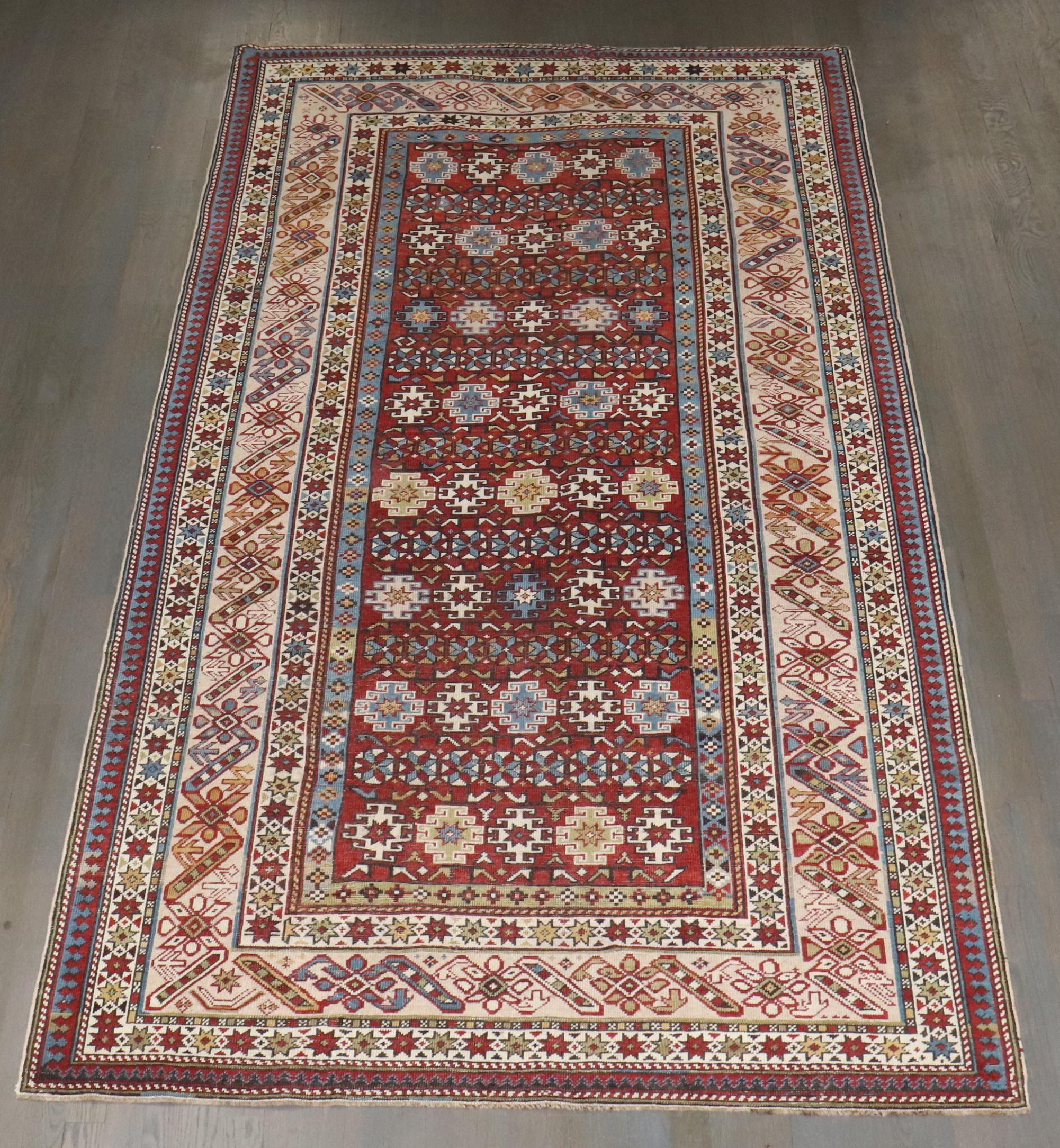 Zabihi Collection Antique Caucasian Chi Chi Kuba 19th Century Rug For Sale 2